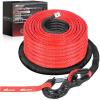 Nilight Synthetic Winch Rope Kit 3/8 Inch X 100′ 25000 lbs with Red Jacket Rope Protective Sleeve Forged 35000lb Winch Hook Safety Strap Winch Cable Line for Off Road Vehicle Recovery Truck SUV, Black(Red)