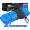 Nilight Synthetic Winch Rope Kit 3/8 Inch X 100′ 25000 lbs with Red Jacket Rope Protective Sleeve Forged 35000lb Winch Hook Safety Strap Winch Cable Line for Off Road Vehicle Recovery Truck SUV, Black(Blue)