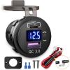 Nilight USB Socket PD Type C and QC 3.0 USB Fast 12V 24V Car Outlet Voltmeter ON OFF Switch Fused Wire Kit Dual Power for Cars Trucks Vans RVs(PD Type C and USB)