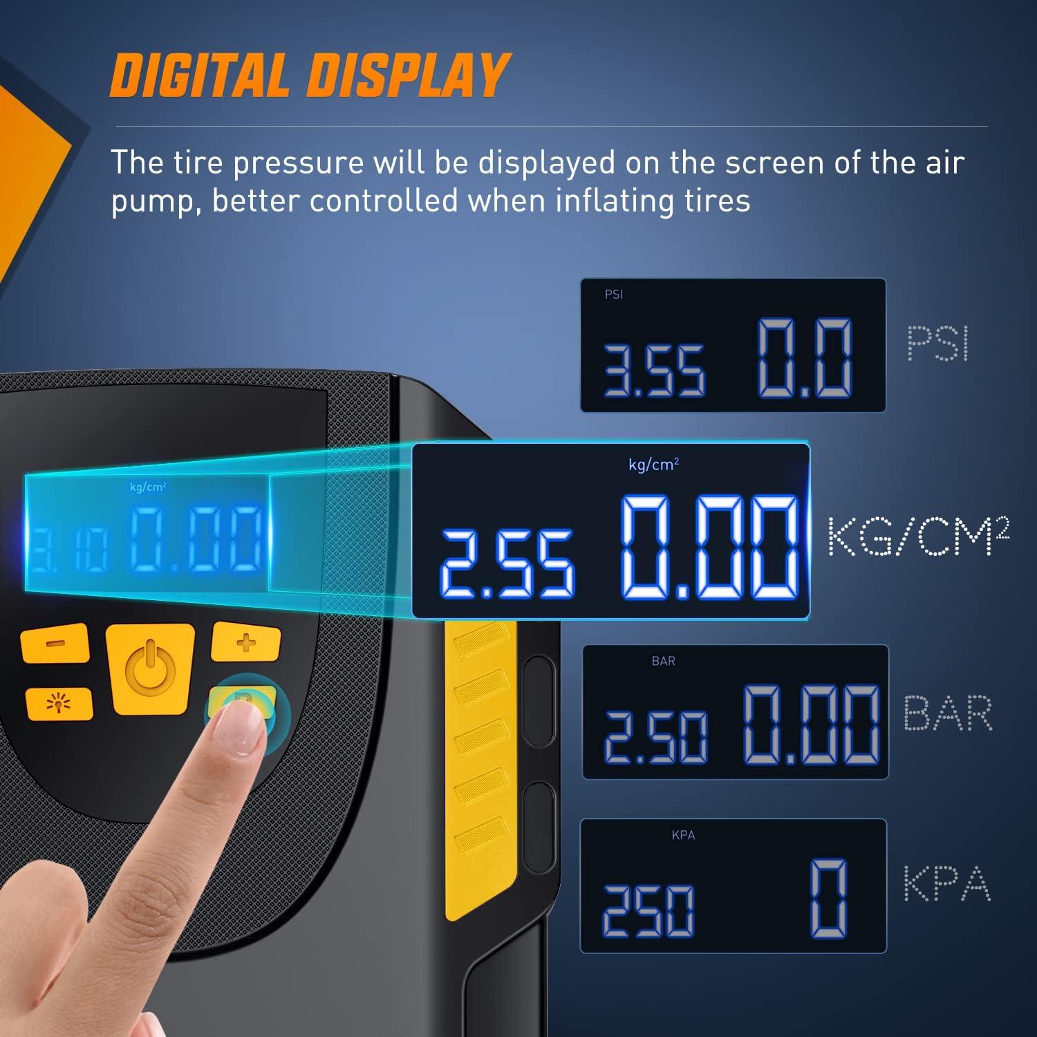 imageNilight 50057A Digital Tire Inflator Deflator with Pressure Gauge 250 PSI Air Chuck and Compressor Accessories with Rubber Hose and Quick Connect Coupler for 01 Display ResolutionAir Compressor Pump