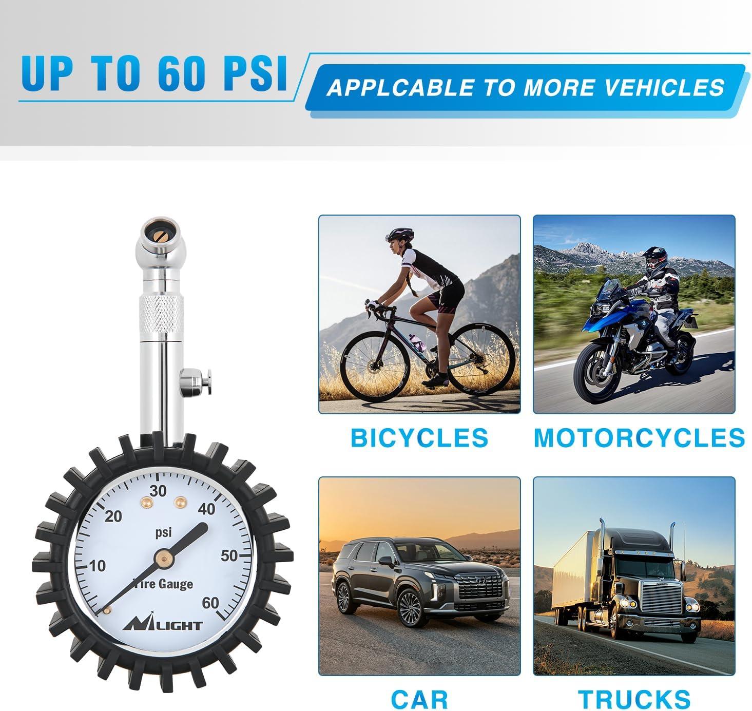 imageNilight 50057A Digital Tire Inflator Deflator with Pressure Gauge 250 PSI Air Chuck and Compressor Accessories with Rubber Hose and Quick Connect Coupler for 01 Display Resolution60psi Tire Gauge