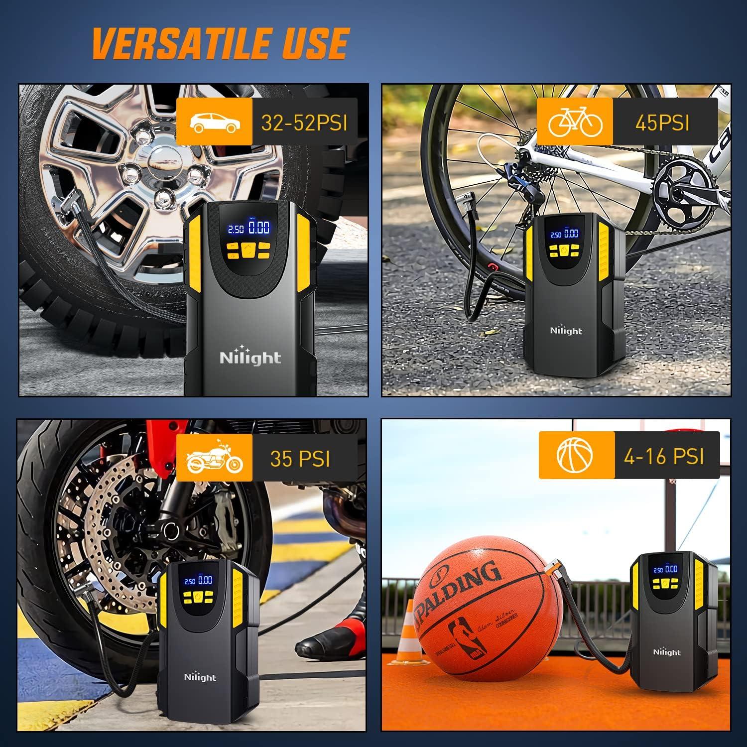 imageNilight 50057A Digital Tire Inflator Deflator with Pressure Gauge 250 PSI Air Chuck and Compressor Accessories with Rubber Hose and Quick Connect Coupler for 01 Display ResolutionAir Compressor Pump