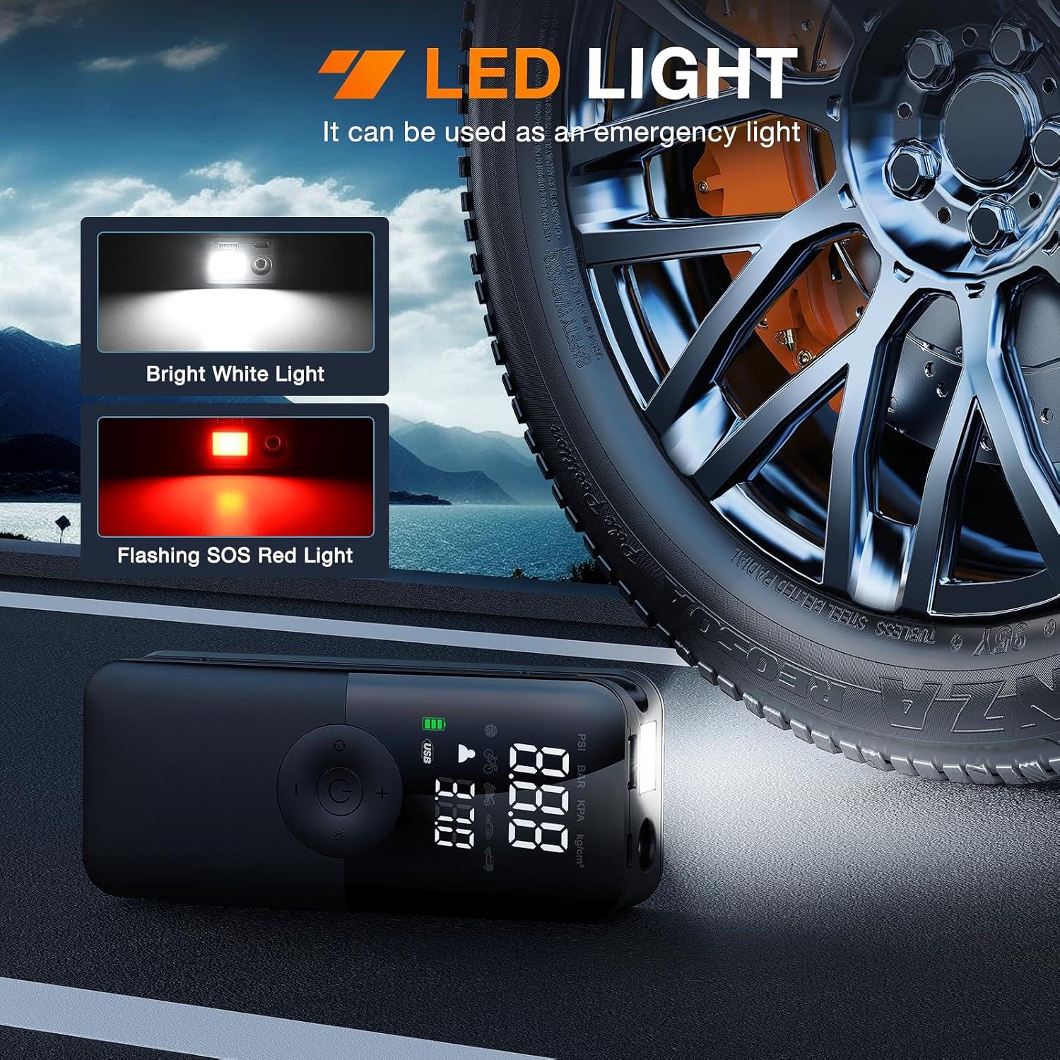 imageNilight 50057A Digital Tire Inflator Deflator with Pressure Gauge 250 PSI Air Chuck and Compressor Accessories with Rubber Hose and Quick Connect Coupler for 01 Display ResolutionCordless Tire Inflator 150psi