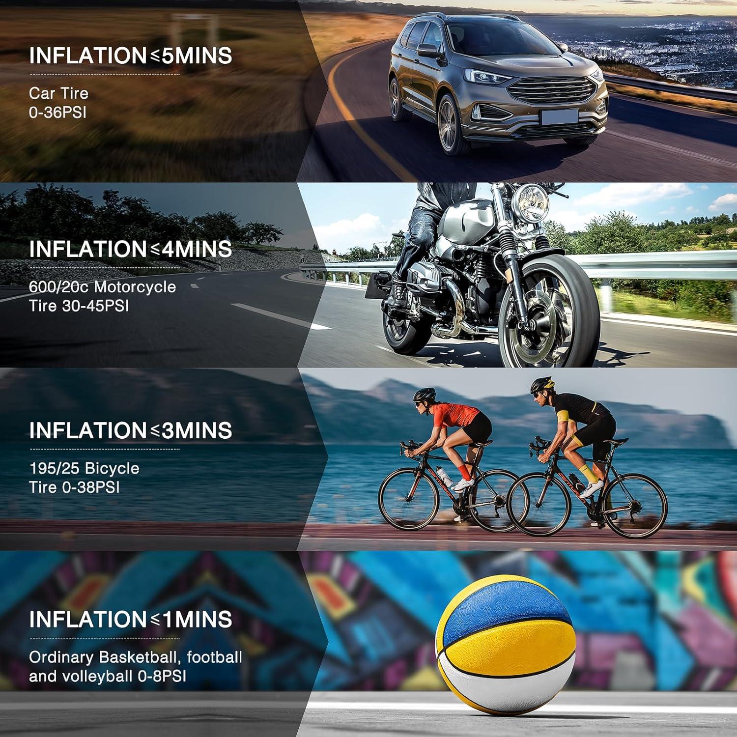 imageNilight 50057A Digital Tire Inflator Deflator with Pressure Gauge 250 PSI Air Chuck and Compressor Accessories with Rubber Hose and Quick Connect Coupler for 01 Display ResolutionCordless Tire Inflator 150psi