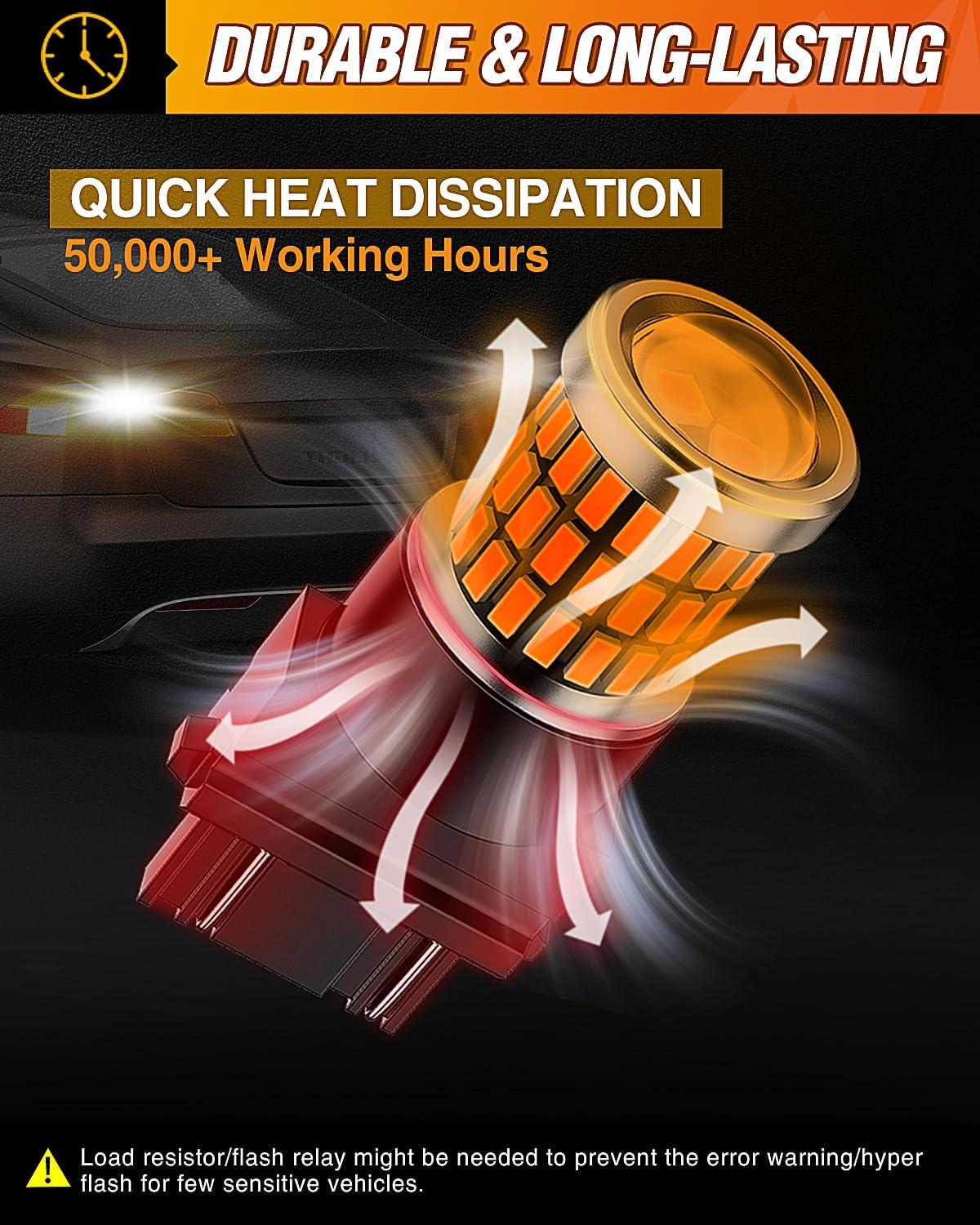 imageNilight 1157 LED Bulb 2PCS 57LED 6100K Cool White 2057 2357 BAY15D 7528 Reverse Back Up Light Day Running Light Tail Light with Projector Replacement for Trucks Cars Motorcycles 2 Years WarrantyAmber