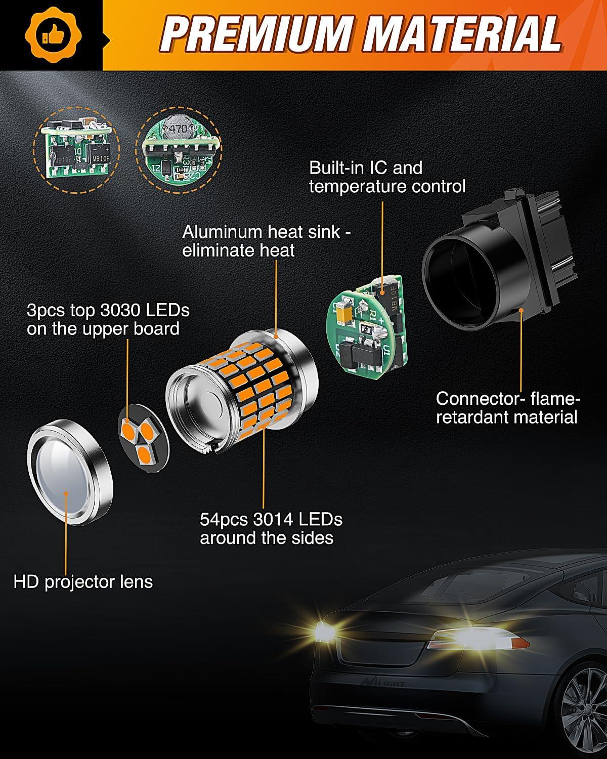 imageNilight 1157 LED Bulb 2PCS 57LED 6100K Cool White 2057 2357 BAY15D 7528 Reverse Back Up Light Day Running Light Tail Light with Projector Replacement for Trucks Cars Motorcycles 2 Years WarrantyAmber