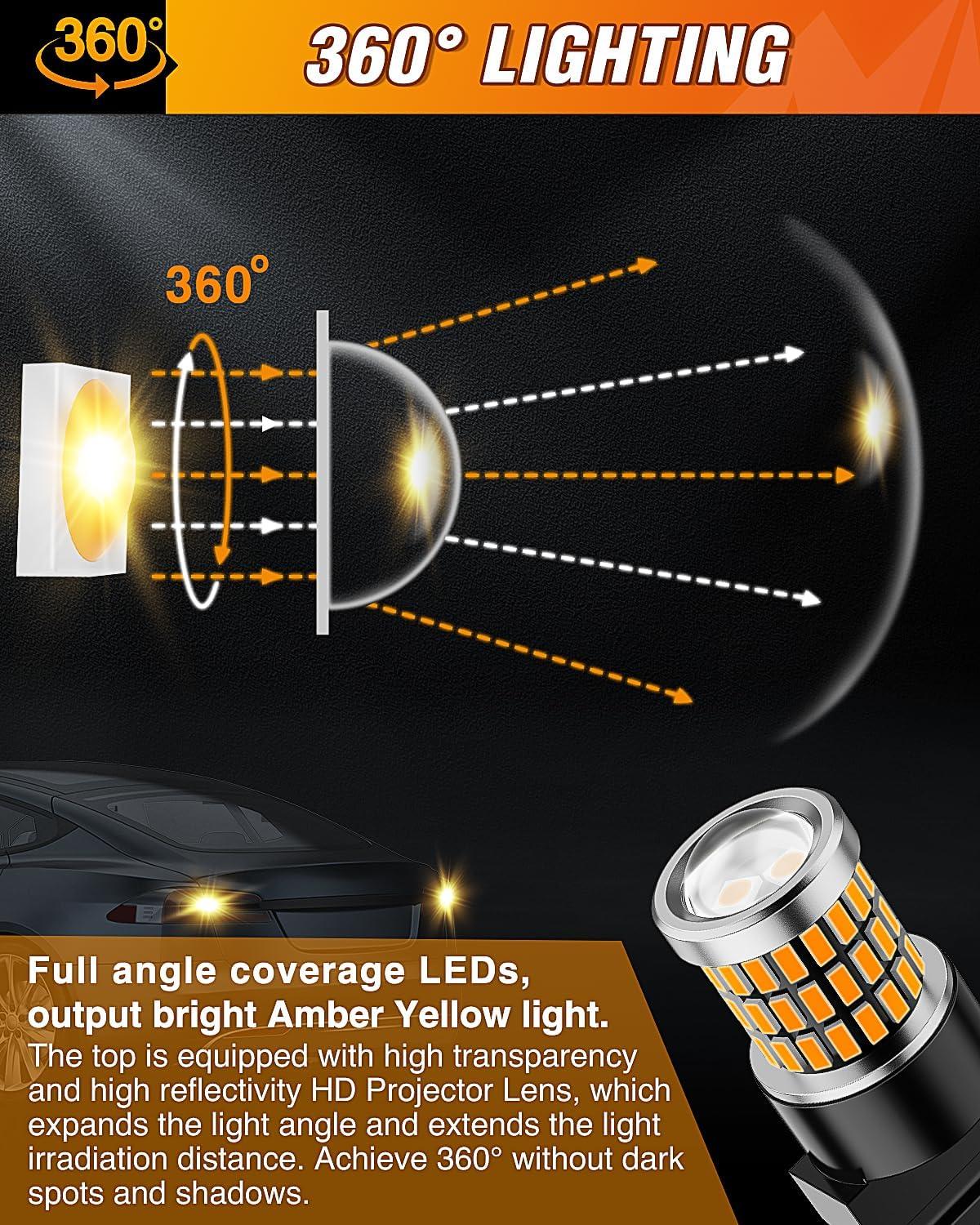 imageNilight 1157 LED Bulb 2PCS 57LED 6100K Cool White 2057 2357 BAY15D 7528 Reverse Back Up Light Day Running Light Tail Light with Projector Replacement for Trucks Cars Motorcycles 2 Years WarrantyAmber