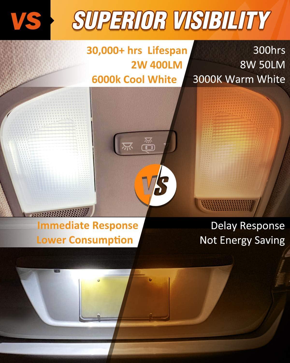 imageNilight 194 LED Bulb T10 T15 168 2828 W5W White 6000K Replacement LED Bulbs for Vehicle Interior Dome Map Door Courtesy Marker Cabin License Plate Lights 10Pack