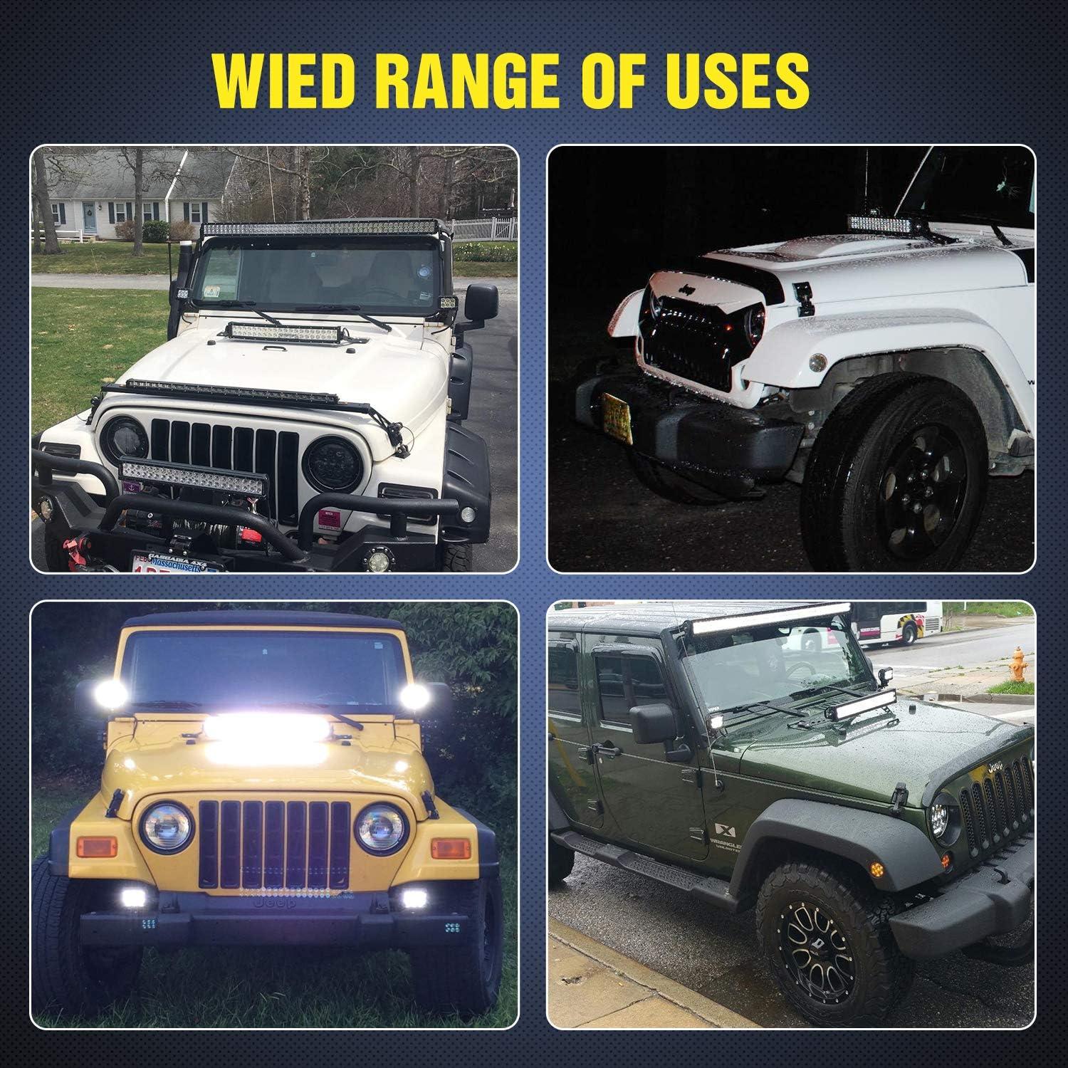 imageNilight 2PCS Hood Mounting Brackets for 20 LED Light Bar on Jeep Wrangler JK 20072017 2 Years Warranty 90040B BlackFor 20072017 JK