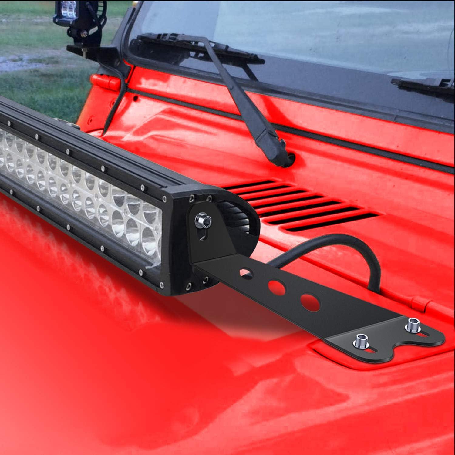 imageNilight 2PCS Hood Mounting Brackets for 20 LED Light Bar on Jeep Wrangler JK 20072017 2 Years Warranty 90040B BlackFor 20072017 JK