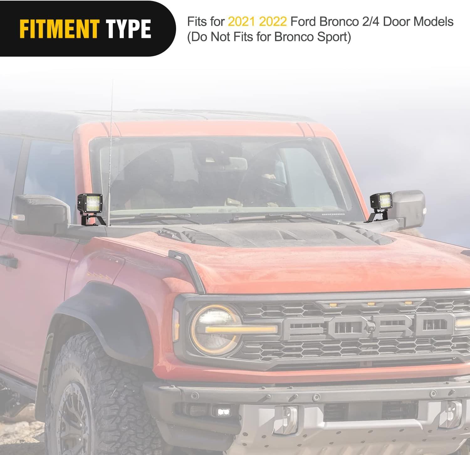 imageNilight 2PCS Lower Windshield Hinge Mounting Brackets APillar Brackets for Offroad LED Fog Light Pods for 2021 2022 2023 2024 Ford BroncoFor Bronco 20212024