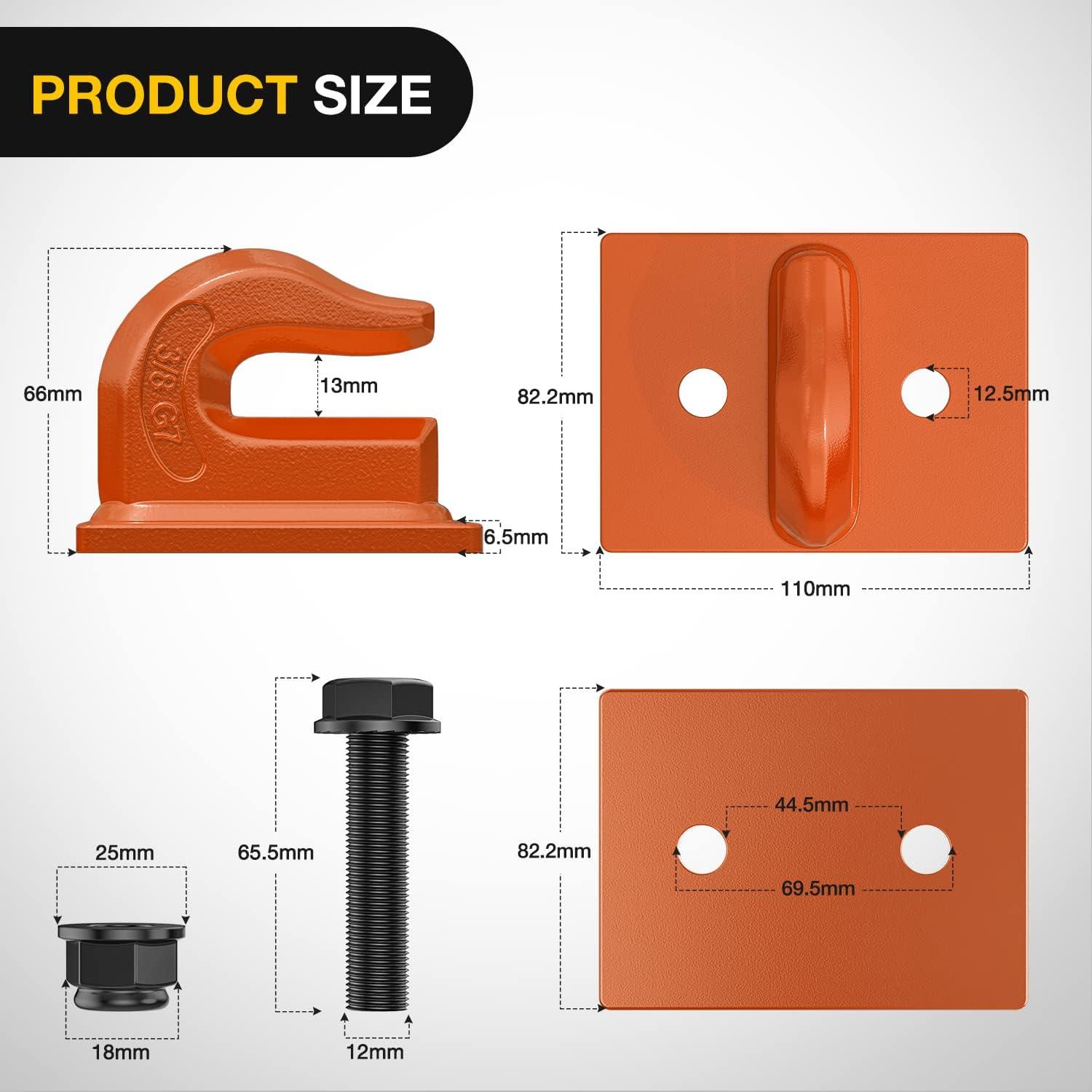 imageNilight 2PCS Tractor Bucket Grab Hook 38 Heavy Duty Drop Forged Steel Bolt On ZincCoated Cast Tow Max 15000 LBS OrangeOrange