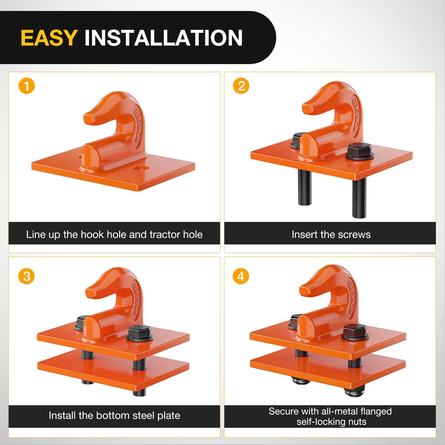 imageNilight 2PCS Tractor Bucket Grab Hook 38 Heavy Duty Drop Forged Steel Bolt On ZincCoated Cast Tow Max 15000 LBS OrangeOrange