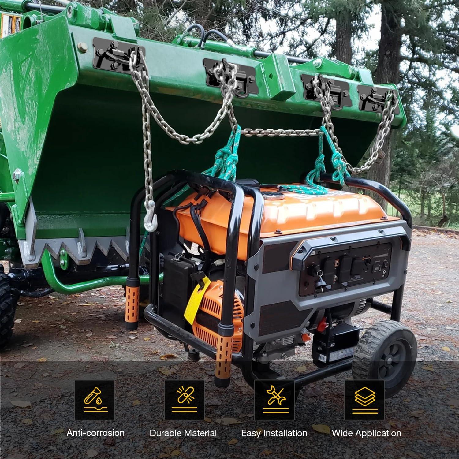 imageNilight 2PCS Tractor Bucket Hooks with Tie Down Ring BoltOn Grab Hook with Back Plates Compatible with Trailer RV UTV Truck Grade 70 Grade Forged Steel Max 15000 lbs BlackHooks w Ring