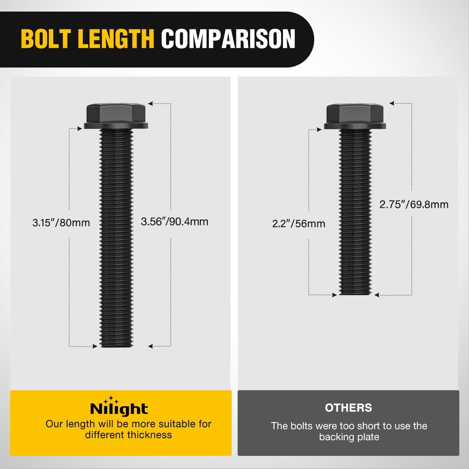 imageNilight 2PCS Tractor Bucket Hooks with Tie Down Ring BoltOn Grab Hook with Back Plates Compatible with Trailer RV UTV Truck Grade 70 Grade Forged Steel Max 15000 lbs BlackHooks w Ring