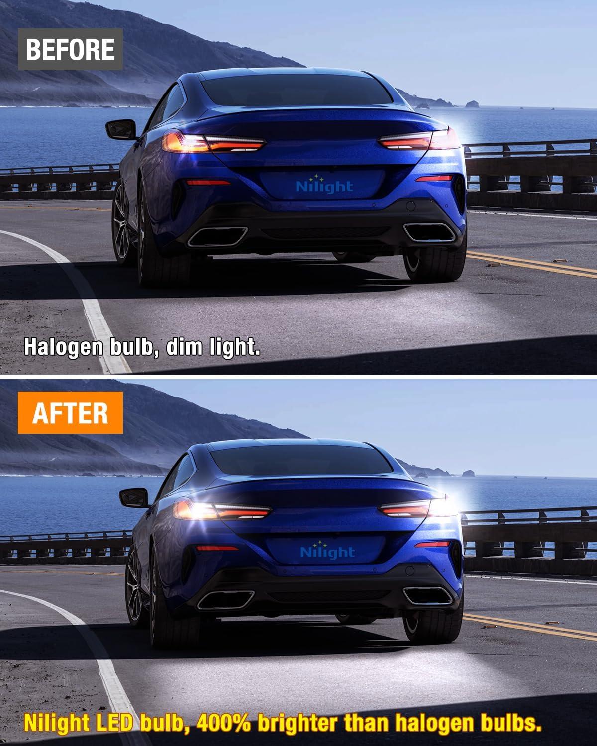 imageNilight 3157 LED Bulb 2PCS 57LED Red 3156 3056 4157 3057 Brake Stop Turn Signals Blinker Tail Light with Projector Replacement for Trucks Cars MotorcyclesWhite