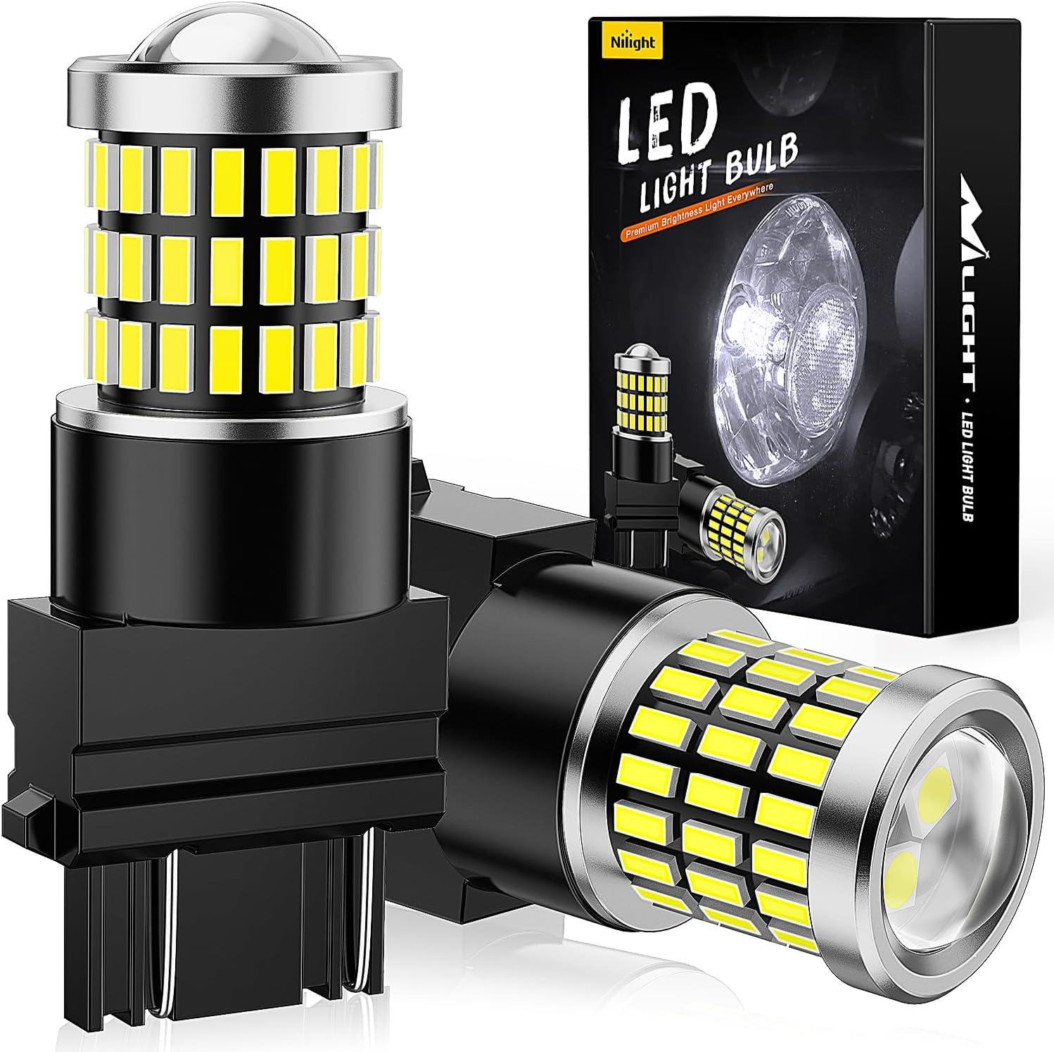 imageNilight 3157 LED Bulb 2PCS 57LED Red 3156 3056 4157 3057 Brake Stop Turn Signals Blinker Tail Light with Projector Replacement for Trucks Cars MotorcyclesWhite