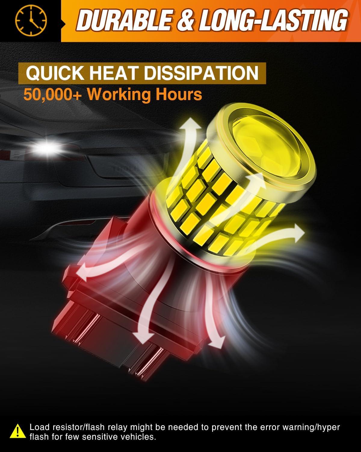 imageNilight 3157 LED Bulb 2PCS 57LED Red 3156 3056 4157 3057 Brake Stop Turn Signals Blinker Tail Light with Projector Replacement for Trucks Cars MotorcyclesWhite