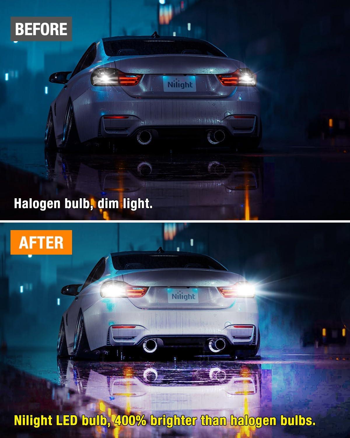 imageNilight 3157 LED Bulb 2PCS 57LED Red 3156 3056 4157 3057 Brake Stop Turn Signals Blinker Tail Light with Projector Replacement for Trucks Cars MotorcyclesWhite