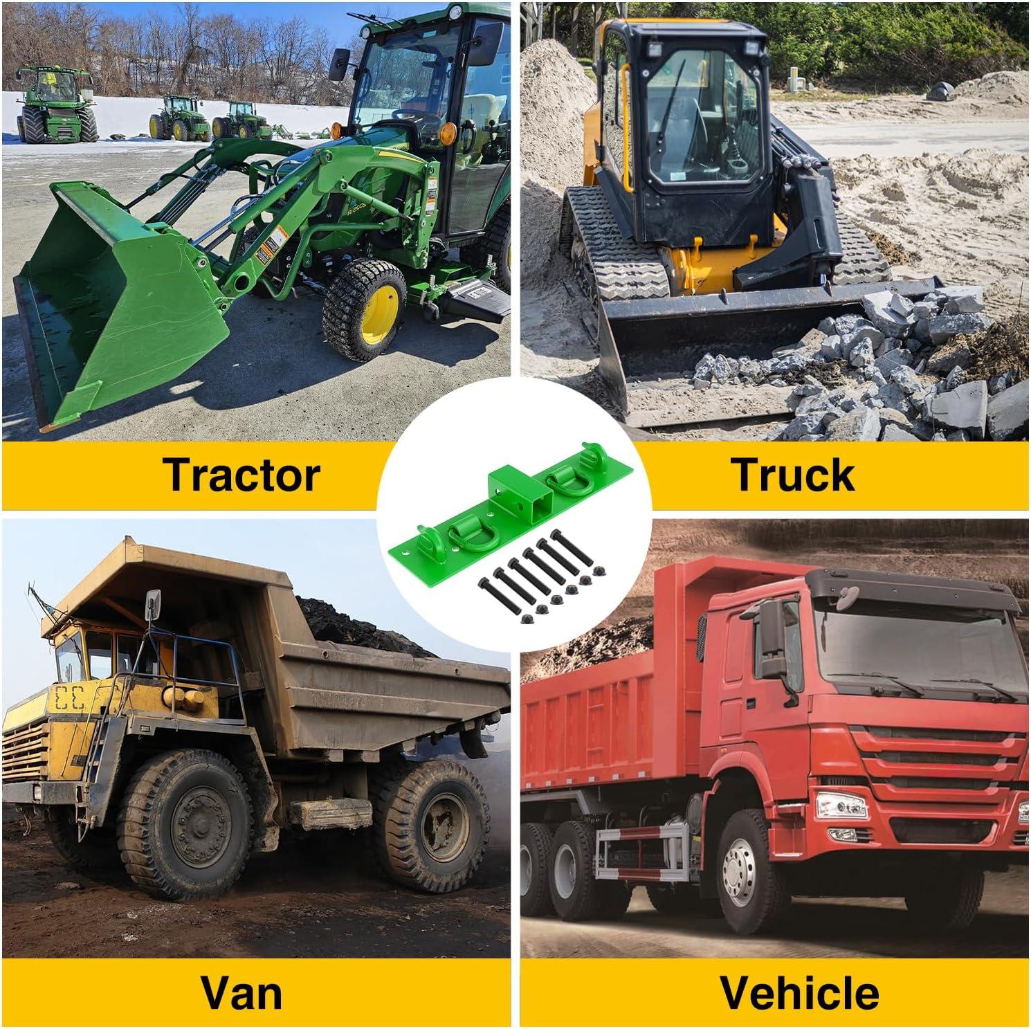 imageNilight 38quot Tractor Bucket Grab Hooks with 12quot Tie Down Ring and 2quot Receiver Grade 70 Forged Steel BoltOn for John Deere Compact Tractor Bucket RV UTV Truck Max 4700LBS Green