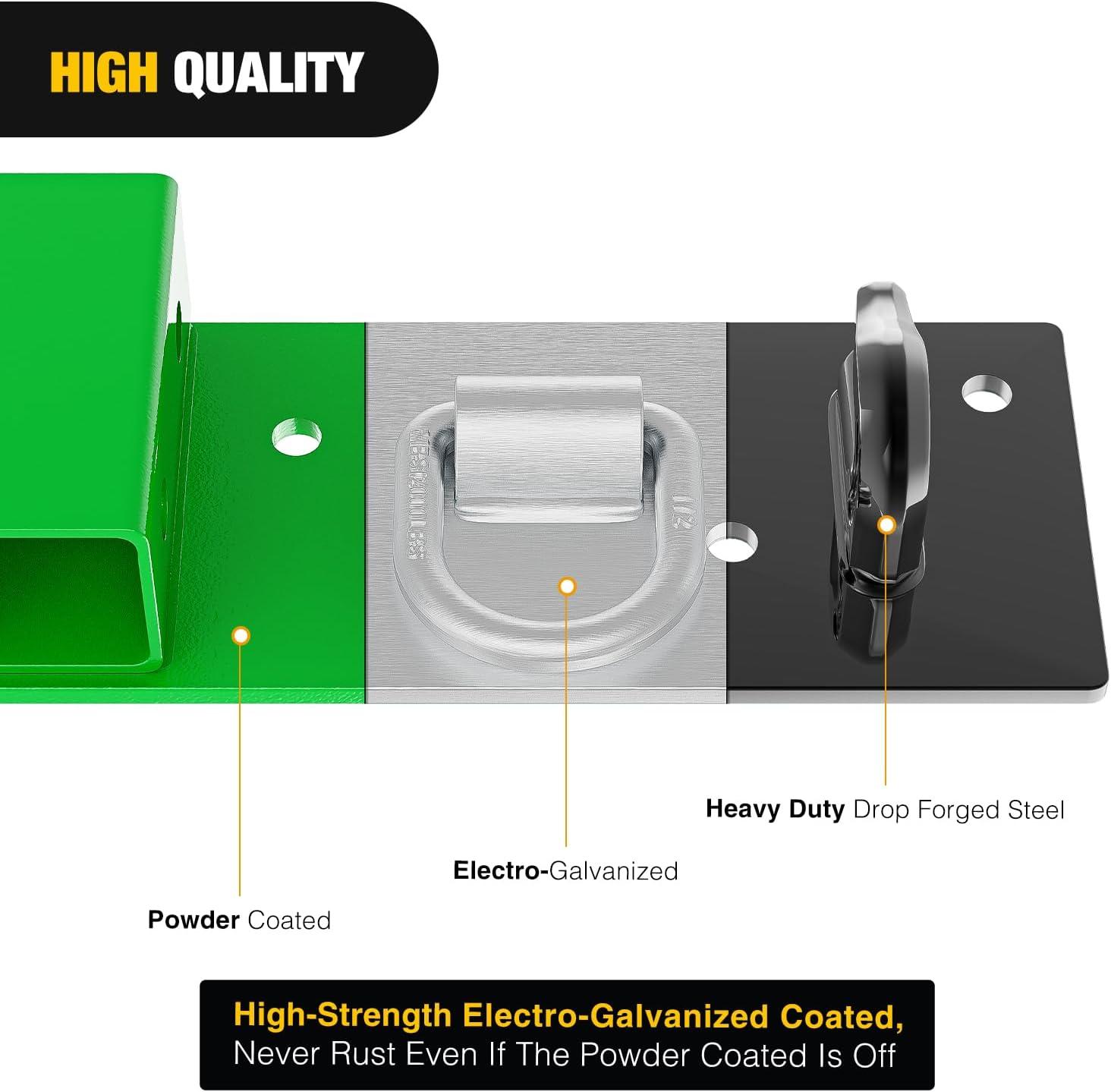 imageNilight 38quot Tractor Bucket Grab Hooks with 12quot Tie Down Ring and 2quot Receiver Grade 70 Forged Steel BoltOn for John Deere Compact Tractor Bucket RV UTV Truck Max 4700LBS Green