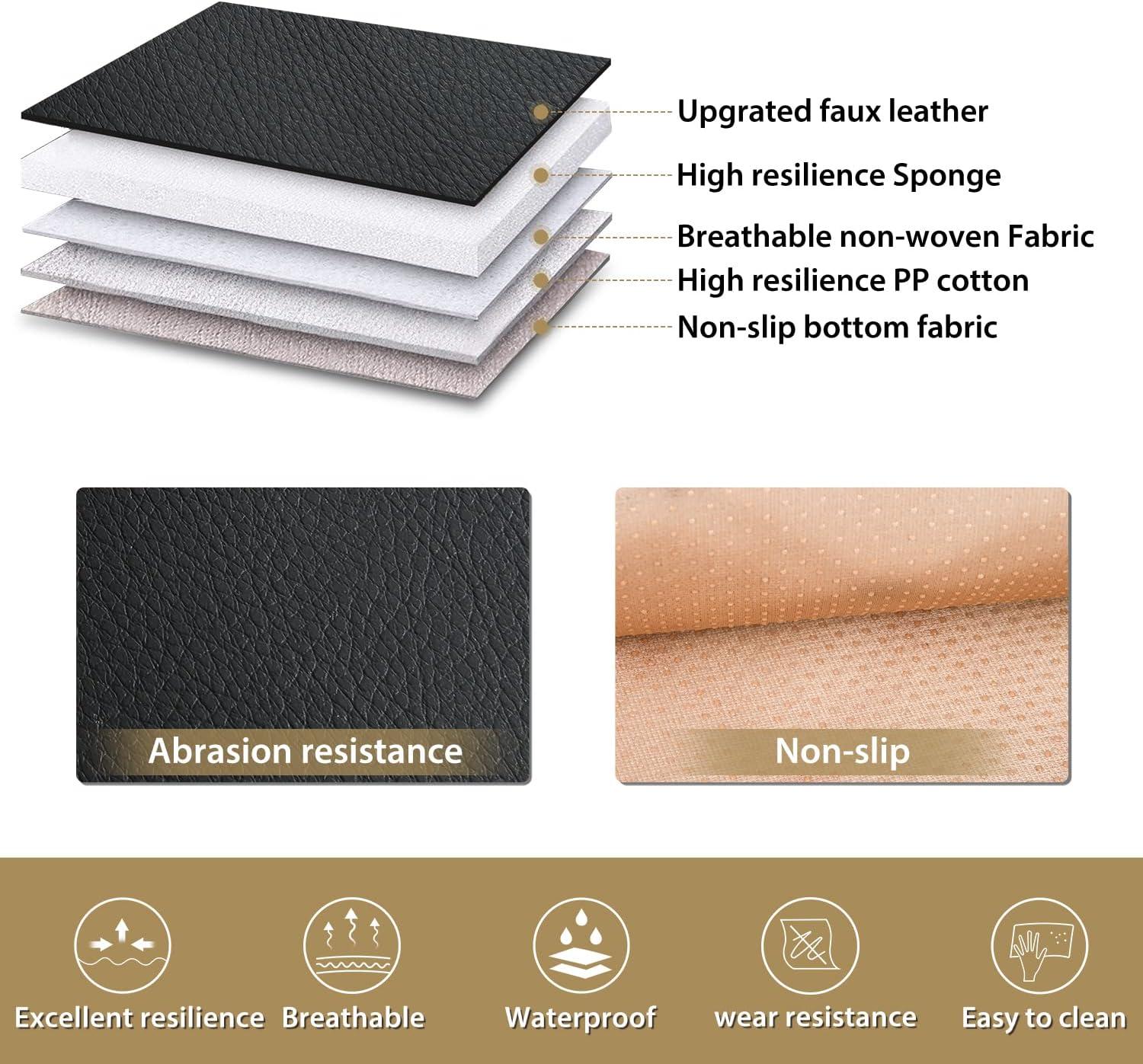 imageNilight 5 Car Seat Covers Waterproof Faux Leather Cushions AntiSlip Universal Fit for 5 Passenger Cars Hyundai Honda Accord Kia Civic Corolla Camry CRV RAV4 Fusion SUV Truck Full Set BlackBlackBlue