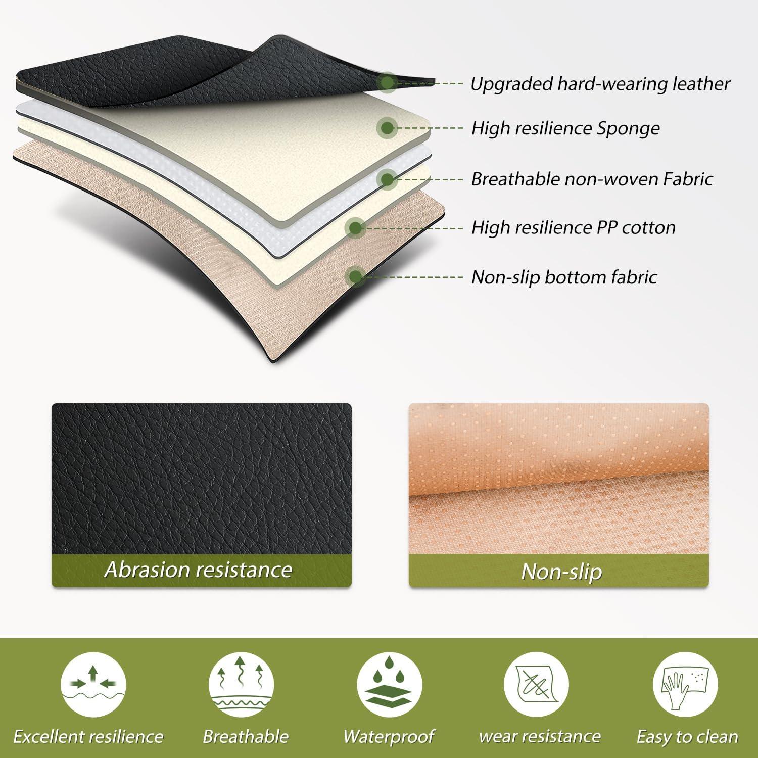 imageNilight 5 Car Seat Covers Waterproof Faux Leather Cushions AntiSlip Universal Fit for 5 Passenger Cars Hyundai Honda Accord Kia Civic Corolla Camry CRV RAV4 Fusion SUV Truck Full Set BlackBlackBlue