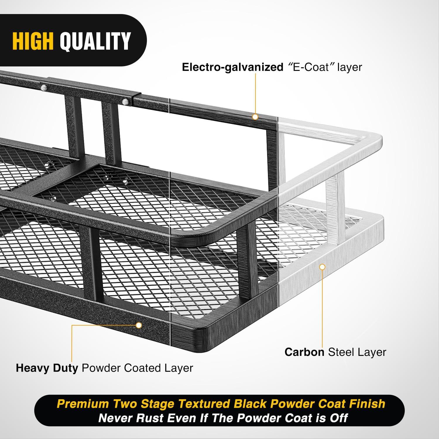 imageNilight 53quot X 19quot X 4quot Hitch Cargo Carrier Fits 2inch Hitch Receiver 500 Lbs Capacity Basket Cargo NetRatchet StrapsHitch Stabilizer for SUV Pickup Camping Traveling20Basket wBag Net Straps Stabilizer Lock