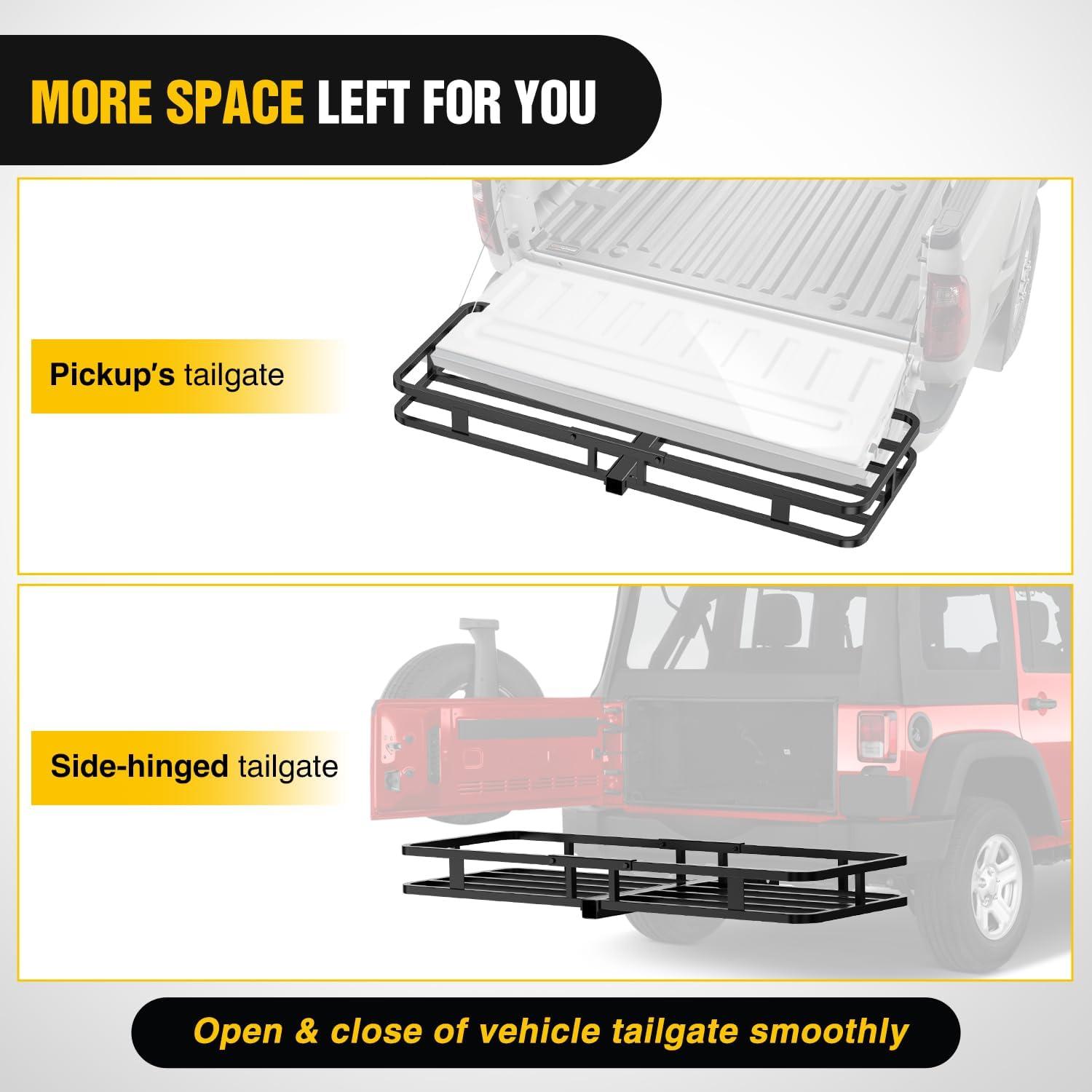 imageNilight 53quot X 19quot X 4quot Hitch Cargo Carrier Fits 2inch Hitch Receiver 500 Lbs Capacity Basket Cargo NetRatchet StrapsHitch Stabilizer for SUV Pickup Camping Traveling19x 53x 4 wNet Straps Stabilize