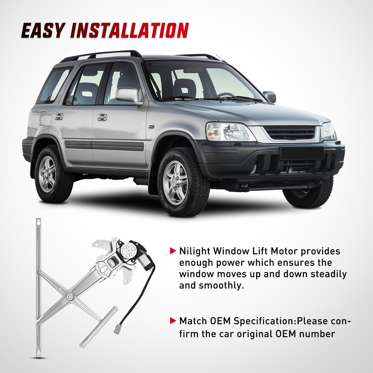 imageNilight 741951 Front Right Window Regulator with Motor Compatible with 1997 1998 1999 2000 2001 Honda CRV Power Window Lift Motor Assembly Passenger Side OE Replacement