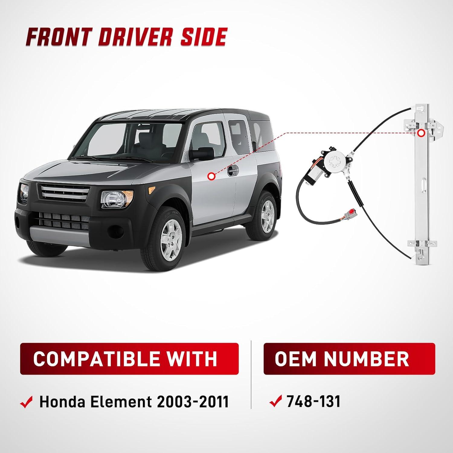 imageNilight 748131 Power Window Regulator and Motor Front Driver Side Compatible with Honda Element 2003 2004 2005 2006 2007 2008 2009 2010 2011Front Left Side