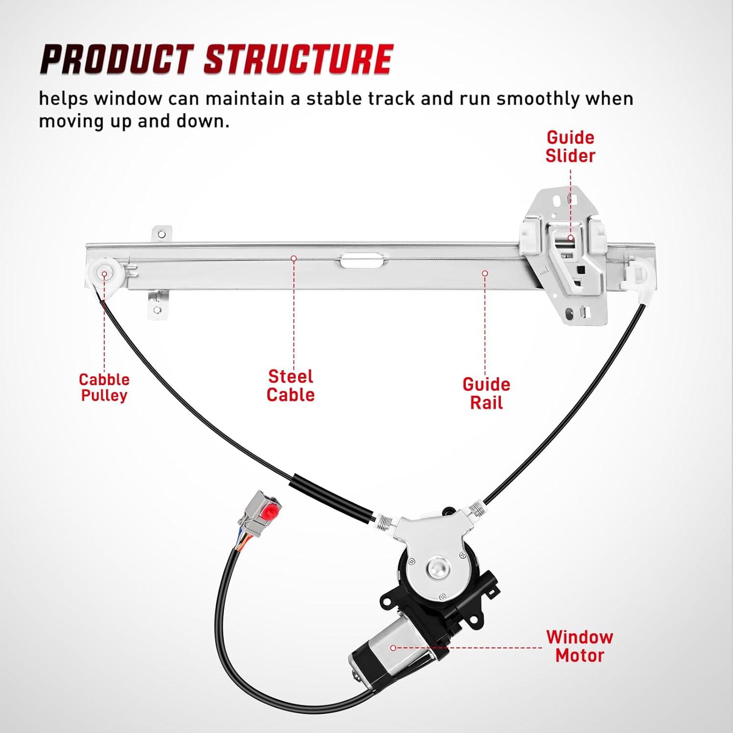 imageNilight 748131 Power Window Regulator and Motor Front Driver Side Compatible with Honda Element 2003 2004 2005 2006 2007 2008 2009 2010 2011Front Left Side