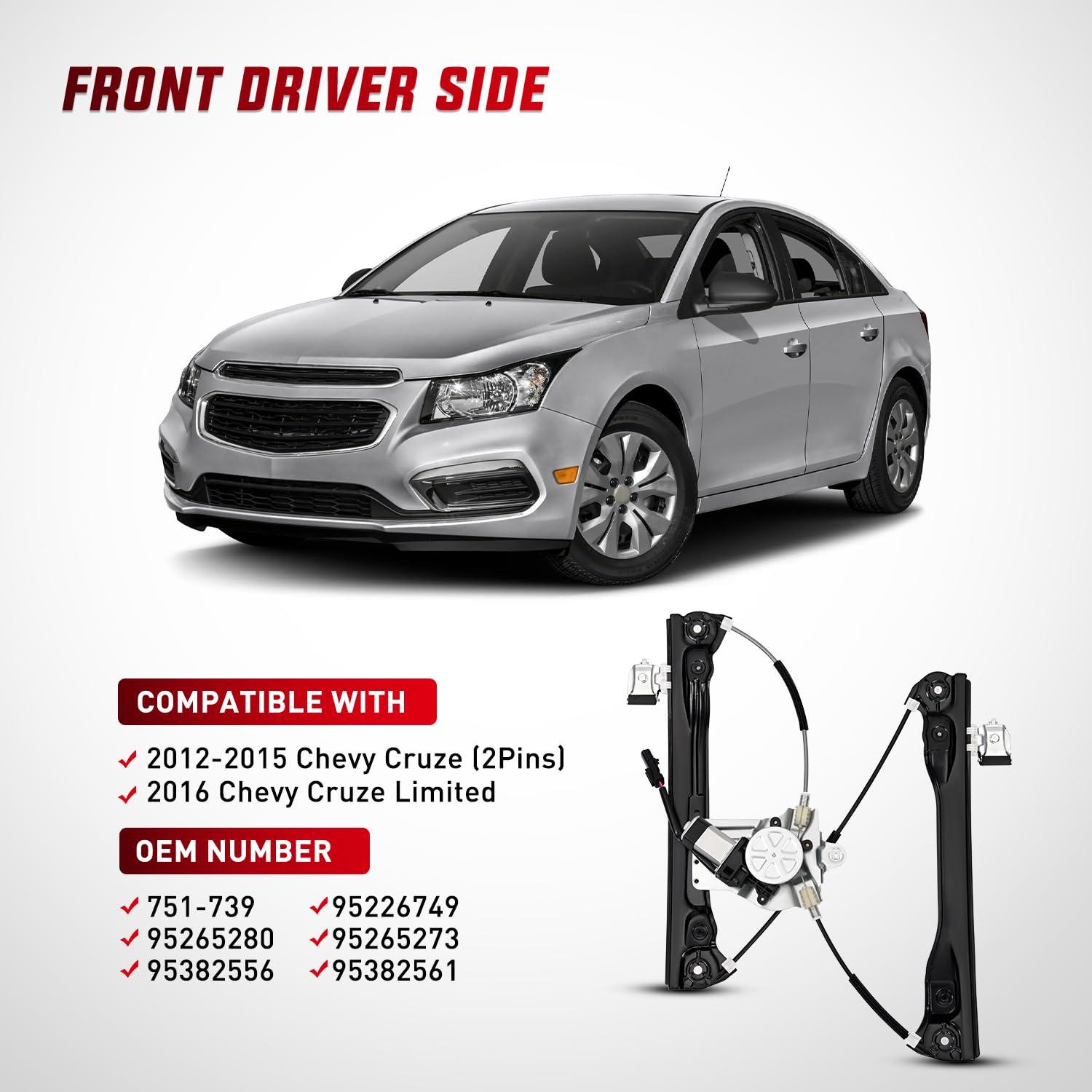 imageNilight 751740 Power Window Regulator with Motor for Front Passenger Side Compatible with Chevy Cruze 2012 2013 2014 2015 2016 Chevy Cruze Limited Front Right SideFront Driver