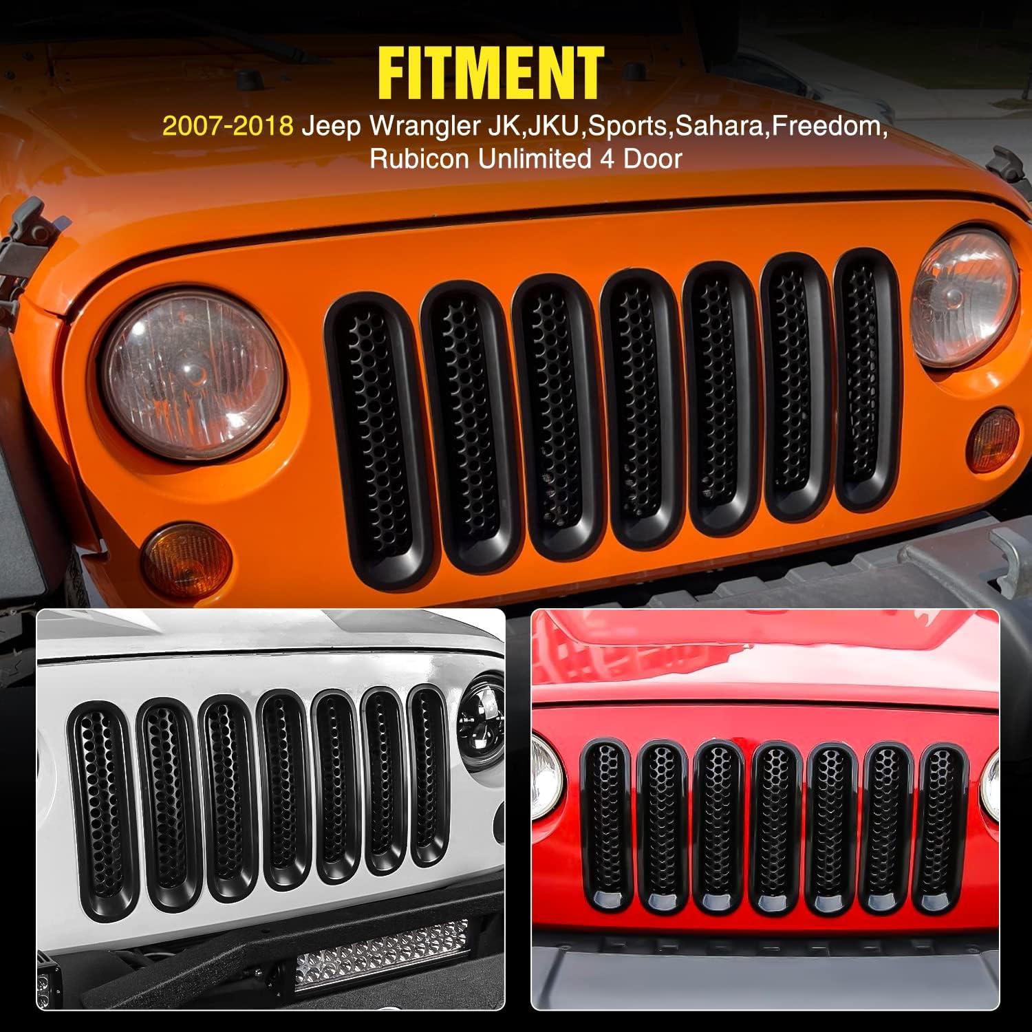 imageNilight 7Pcs Front Grille Trims Inserts Cover Guard Fit for 1997 1998 1999 2000 2001 2002 2003 2004 2005 2006 Wrangler TJ ampamp UnlimitedFor 20072017 JK