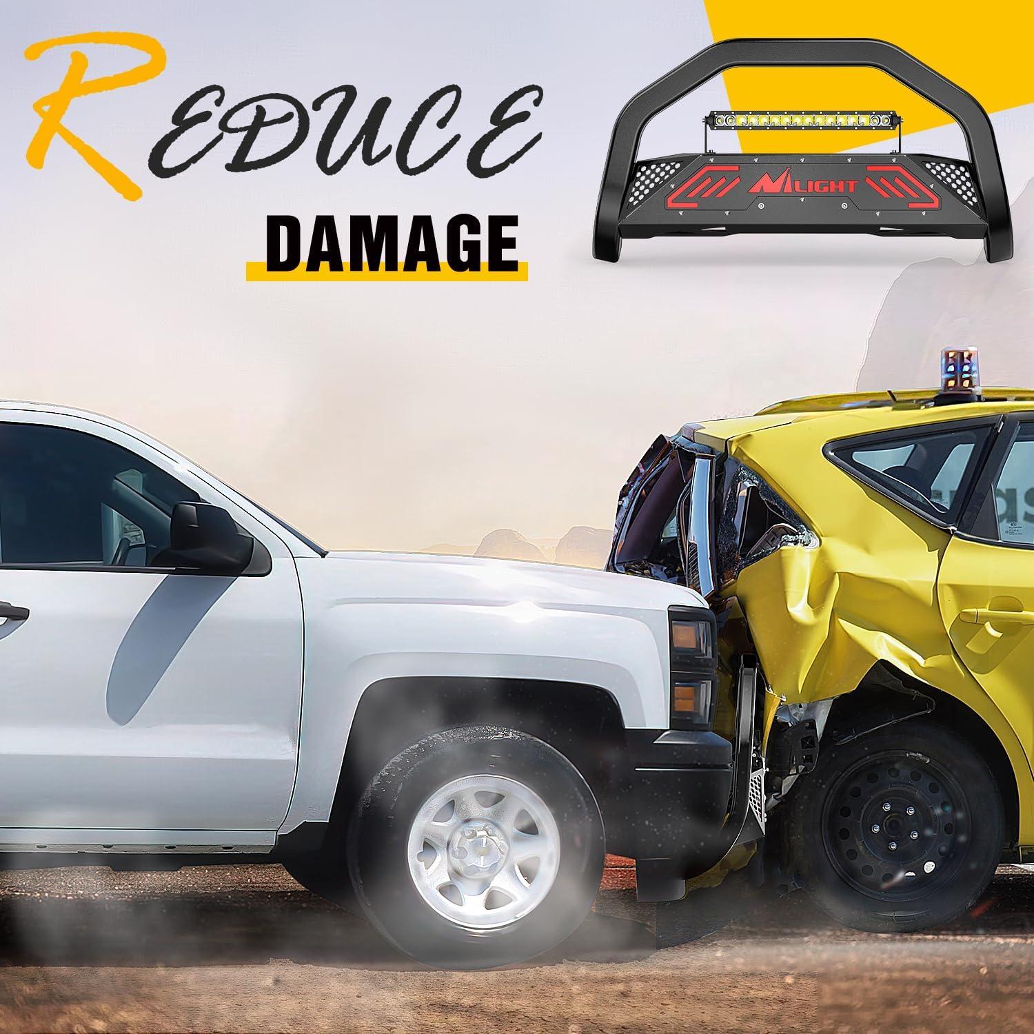 imageNilight Bull BarampampLicense Plate Hole with LED Light Bar Compatible with Toyota Tundra 19992006 for Toyota Sequoia 20012007 Truck Brush Guard Front Bumper Push Bar wGrille Skid Plate Light MountFor Chevy Silverado 1500GMC Sierra 1500 20192023