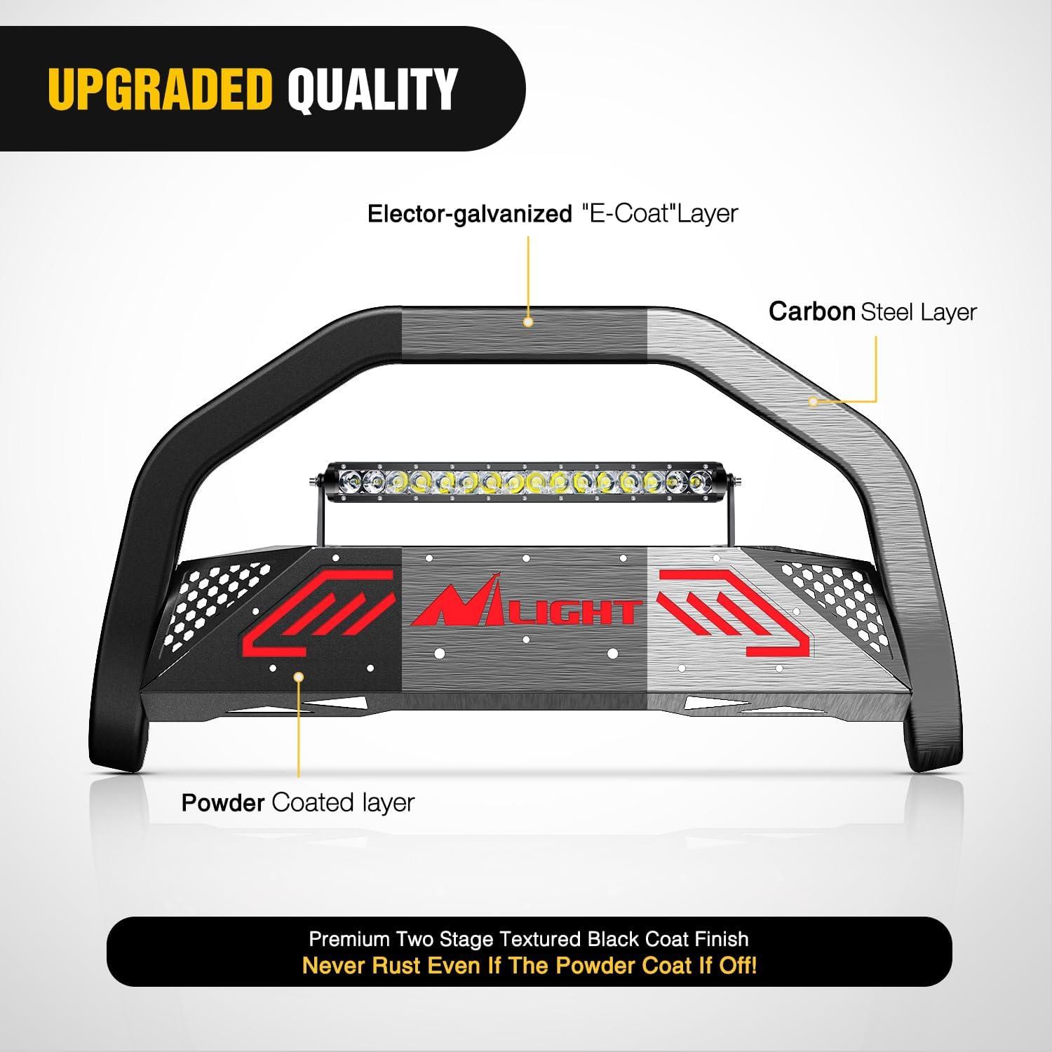 imageNilight Bull BarampampLicense Plate Hole with LED Light Bar Compatible with Toyota Tundra 19992006 for Toyota Sequoia 20012007 Truck Brush Guard Front Bumper Push Bar wGrille Skid Plate Light MountFor Toyota Tundra 19992006Sequoia 20012007