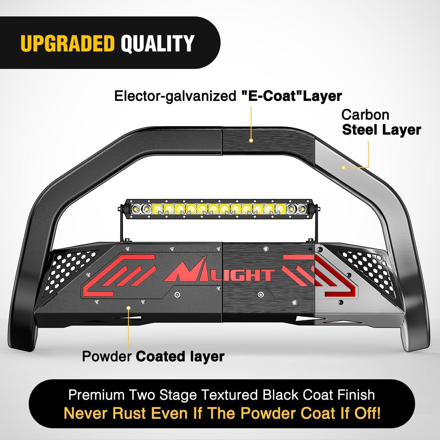 imageNilight Bull BarampampLicense Plate Hole with LED Light Bar Compatible with Toyota Tundra 19992006 for Toyota Sequoia 20012007 Truck Brush Guard Front Bumper Push Bar wGrille Skid Plate Light MountFor Nissan Frontier 20052021