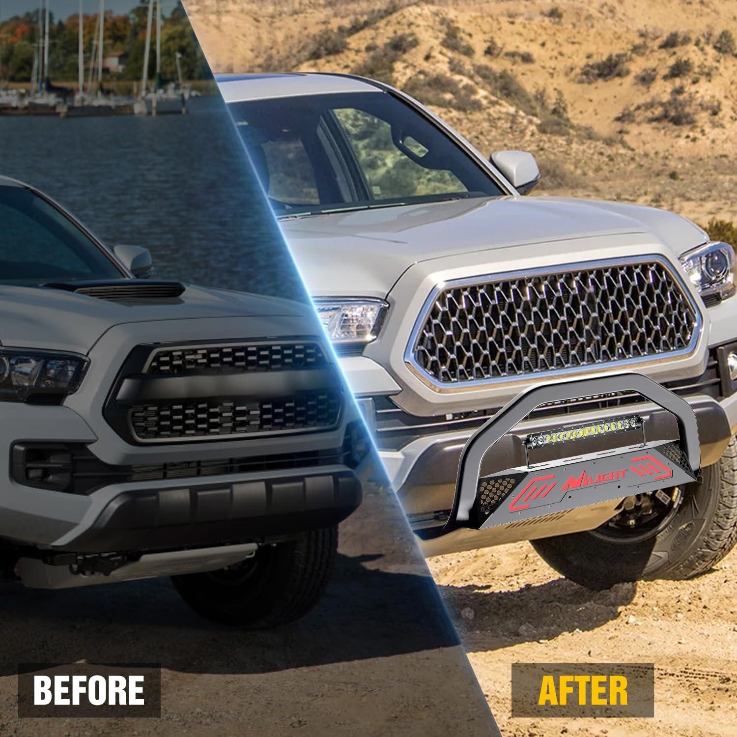 imageNilight Bull BarampampLicense Plate Hole with LED Light Bar Compatible with Toyota Tundra 19992006 for Toyota Sequoia 20012007 Truck Brush Guard Front Bumper Push Bar wGrille Skid Plate Light MountFor Toyota Tacoma 20162023