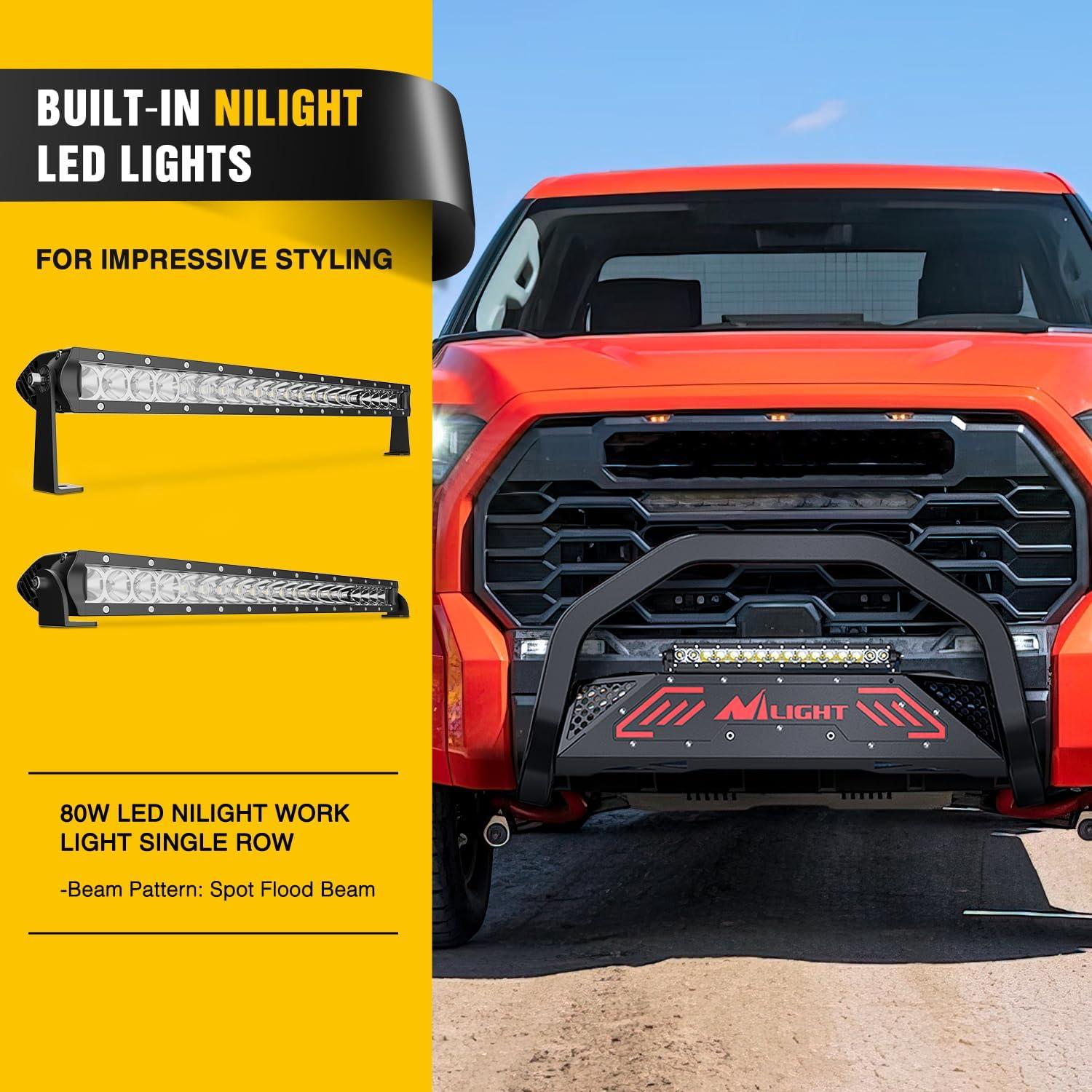 imageNilight Bull BarampampLicense Plate Hole with LED Light Bar Compatible with Toyota Tundra 19992006 for Toyota Sequoia 20012007 Truck Brush Guard Front Bumper Push Bar wGrille Skid Plate Light MountFor Toyota Tundra 20072021