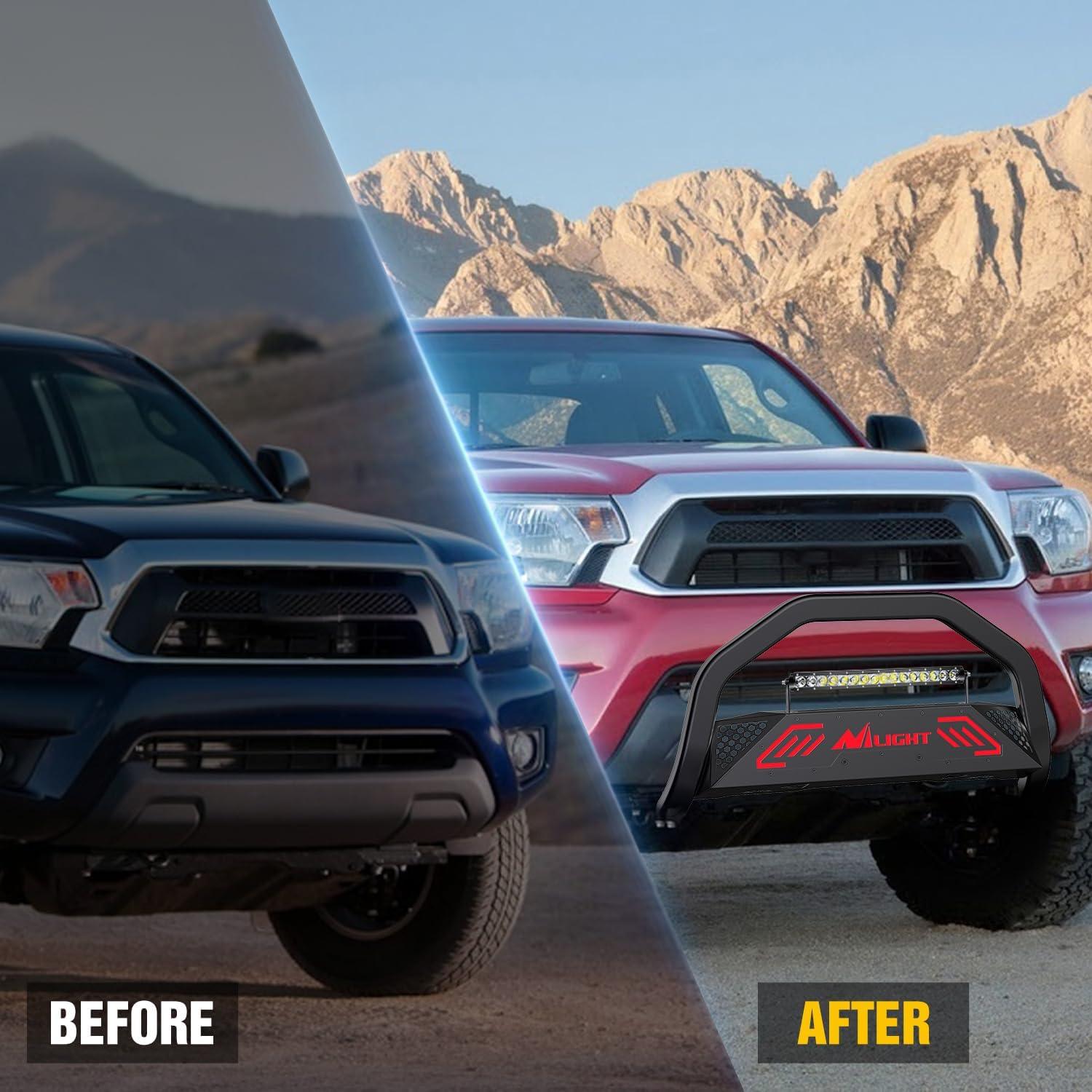 imageNilight Bull BarampampLicense Plate Hole with LED Light Bar Compatible with Toyota Tundra 19992006 for Toyota Sequoia 20012007 Truck Brush Guard Front Bumper Push Bar wGrille Skid Plate Light MountFor Toyota Tacoma 20052015