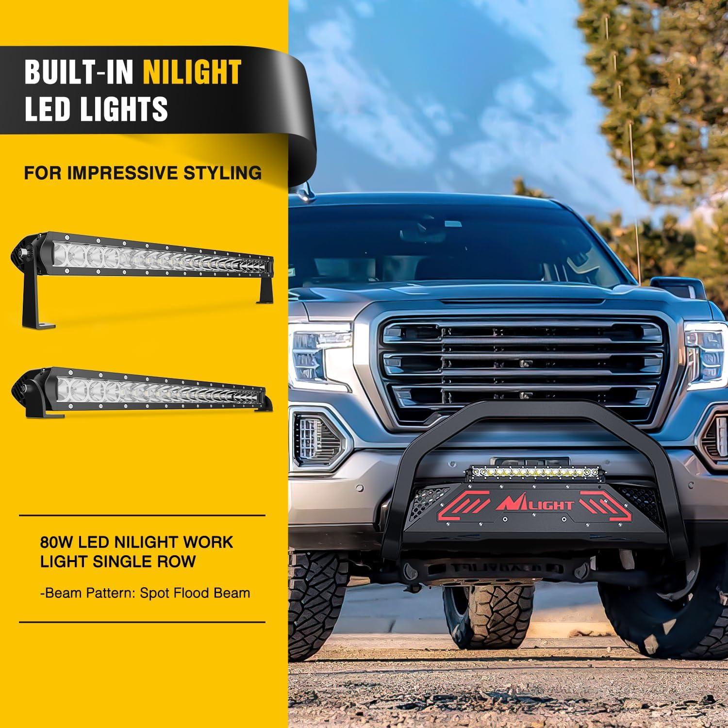 imageNilight Bull BarampampLicense Plate Hole with LED Light Bar Compatible with Toyota Tundra 19992006 for Toyota Sequoia 20012007 Truck Brush Guard Front Bumper Push Bar wGrille Skid Plate Light MountFor Chevy Silverado 1500GMC Sierra 1500 20192023