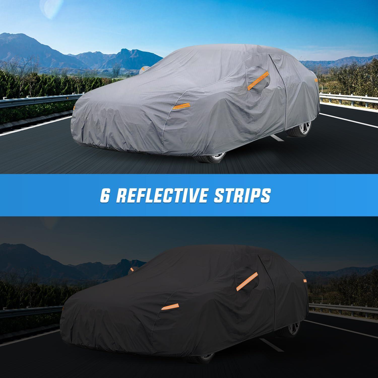 imageNilight Car Cover Waterproof All Weather for Truck Heavy Duty Outdoor Rain Sun UV Protection With Zipper Cotton Extra Thick Universal Fit Up to 210quot Max Cab Length 126quotA2 Fit SedanLength 186 To 193