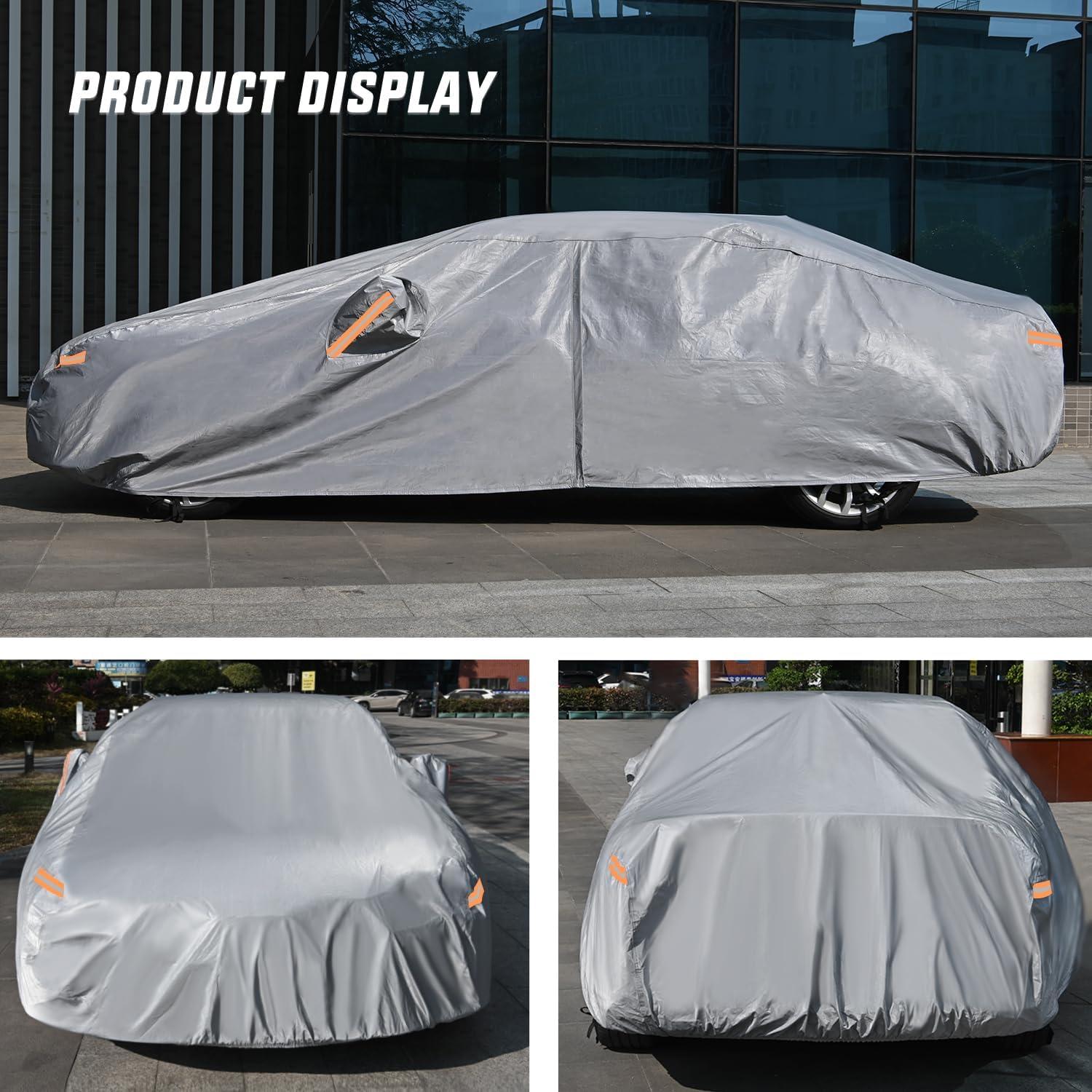 imageNilight Car Cover Waterproof All Weather for Truck Heavy Duty Outdoor Rain Sun UV Protection With Zipper Cotton Extra Thick Universal Fit Up to 210quot Max Cab Length 126quotA2 Fit SedanLength 186 To 193