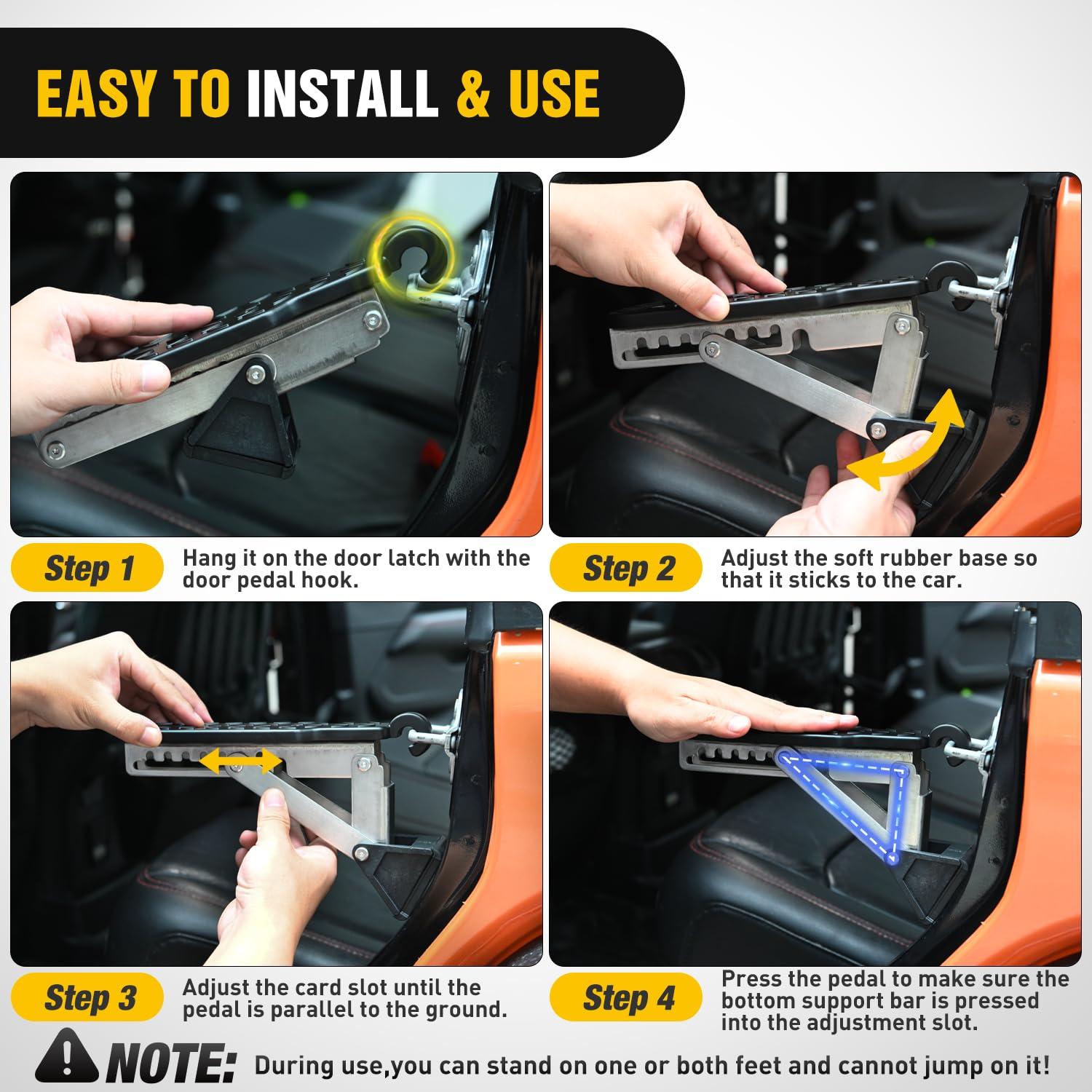 imageNilight Car Door Step Universal Aluminum Latch Step for Car Roof Access Portable Folding Car Door Latch Hook Step MultiAdjustable Both Feet Stand Pedal Max Load 500 Lbs for Truck SUV Vehicles BlackAdjustable Angle Black