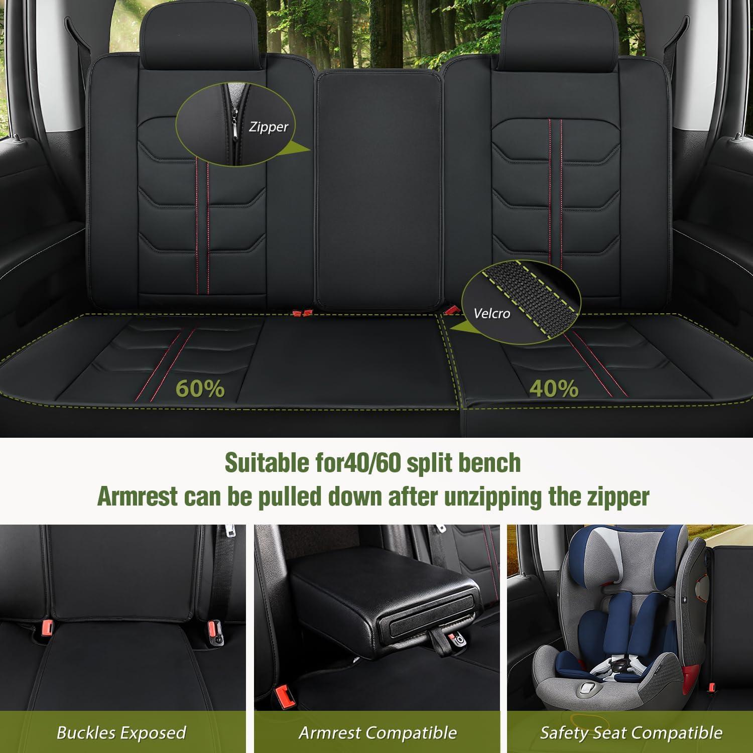 imageNilight Car Seat Covers Custom Fit 20052024 Toyota Tacoma Double Extended Crew Cab Waterproof Leather Cushion Full Set with Split Bench 4060 for SR5 TRD Sport LimitedFull Sets 5 Seat