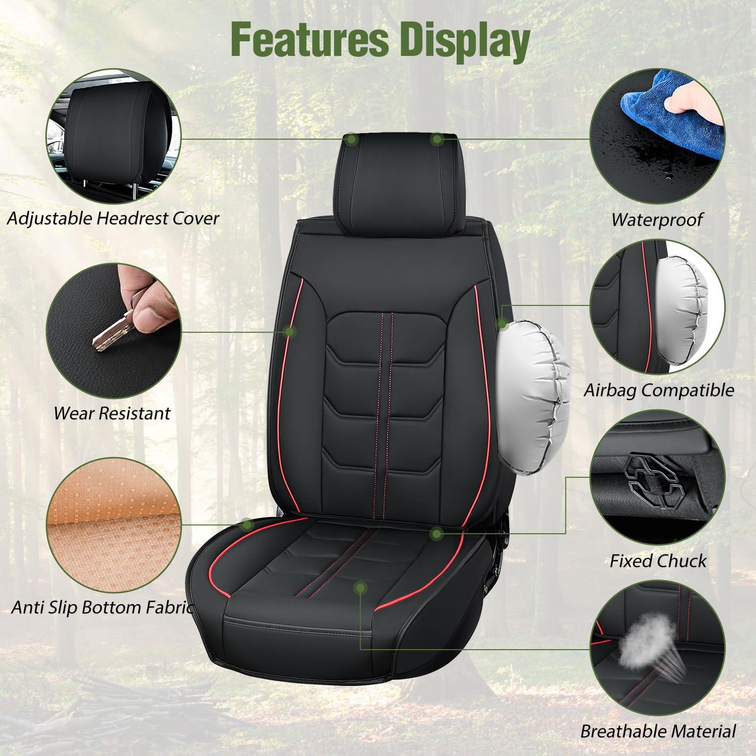 imageNilight Car Seat Covers Custom Fit 20052024 Toyota Tacoma Double Extended Crew Cab Waterproof Leather Cushion Full Set with Split Bench 4060 for SR5 TRD Sport LimitedFull Sets 5 Seat