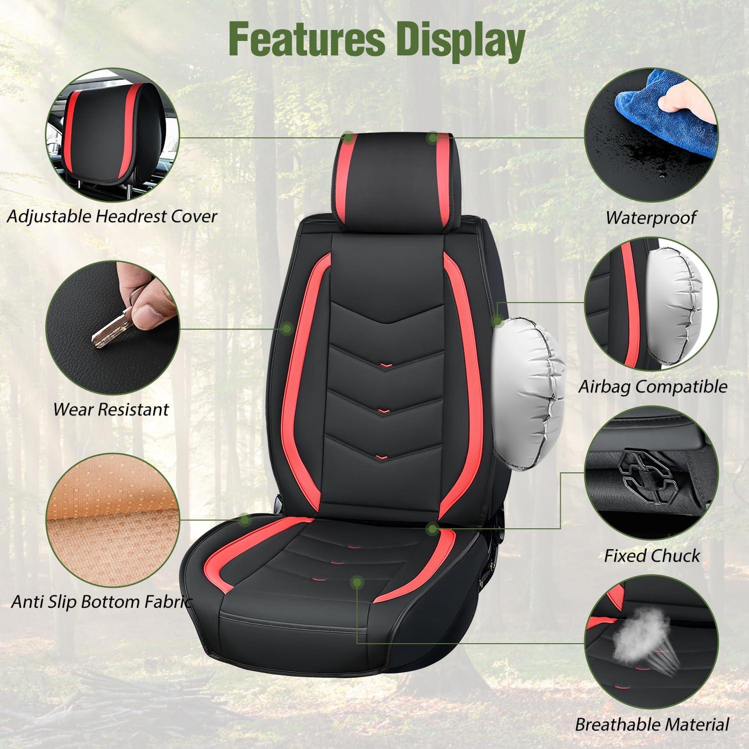 imageNilight Car Seat Covers Custom Fit 20052024 Toyota Tacoma Double Extended Crew Cab Waterproof Leather Cushion Full Set with Split Bench 4060 for SR5 TRD Sport LimitedFull Sets 5 Seat