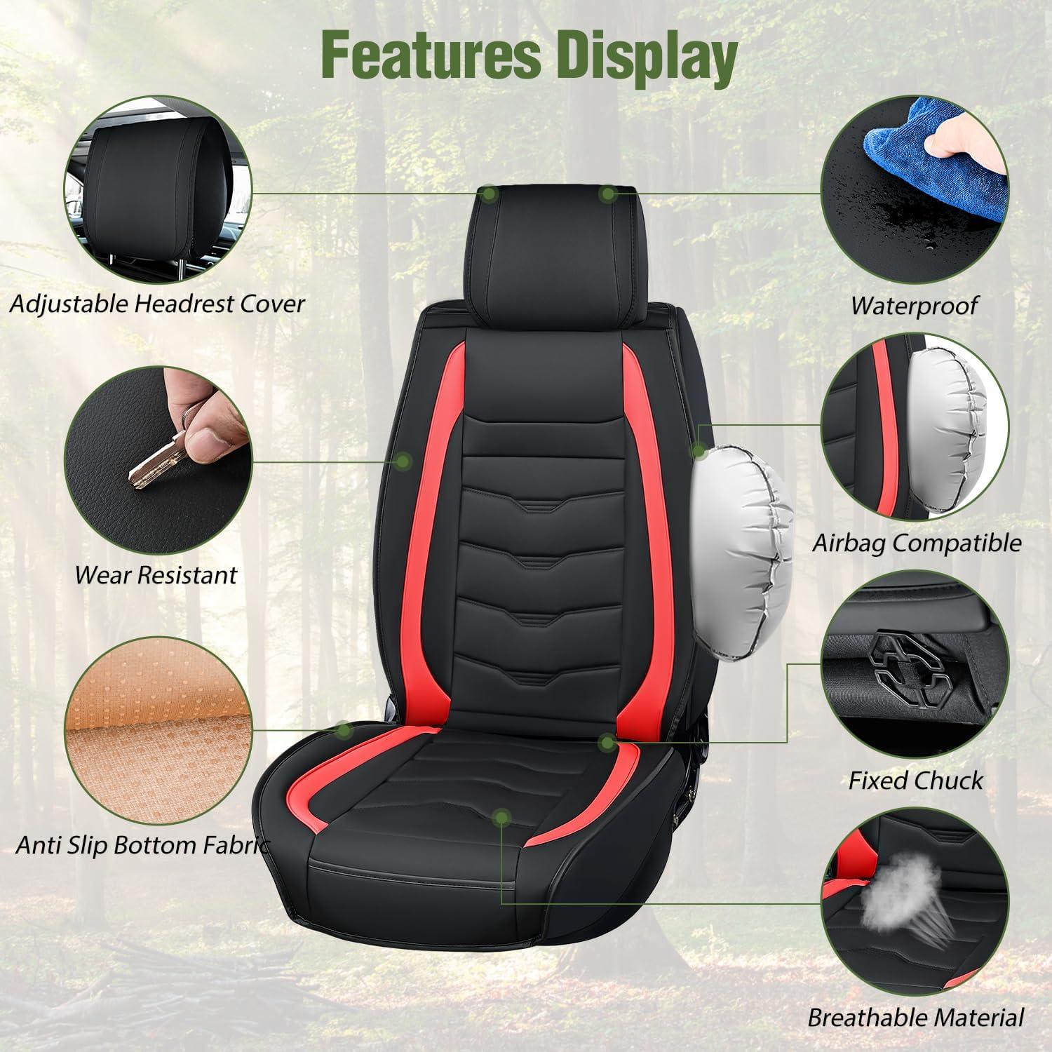 imageNilight Car Seat Covers Custom Fit 20052024 Toyota Tacoma Double Extended Crew Cab Waterproof Leather Cushion Full Set with Split Bench 4060 for SR5 TRD Sport LimitedFull Sets 5 Seat