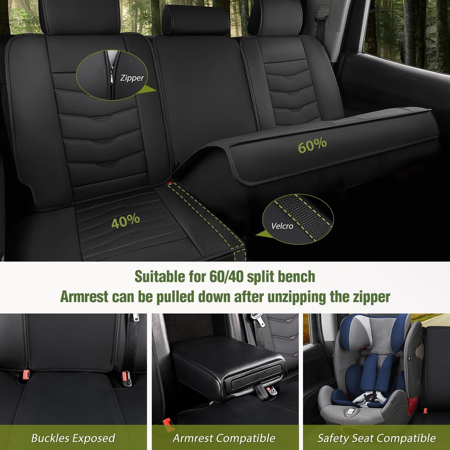 imageNilight Car Seat Covers Custom Fit 20052024 Toyota Tacoma Double Extended Crew Cab Waterproof Leather Cushion Full Set with Split Bench 4060 for SR5 TRD Sport LimitedFull Sets 5 Seat