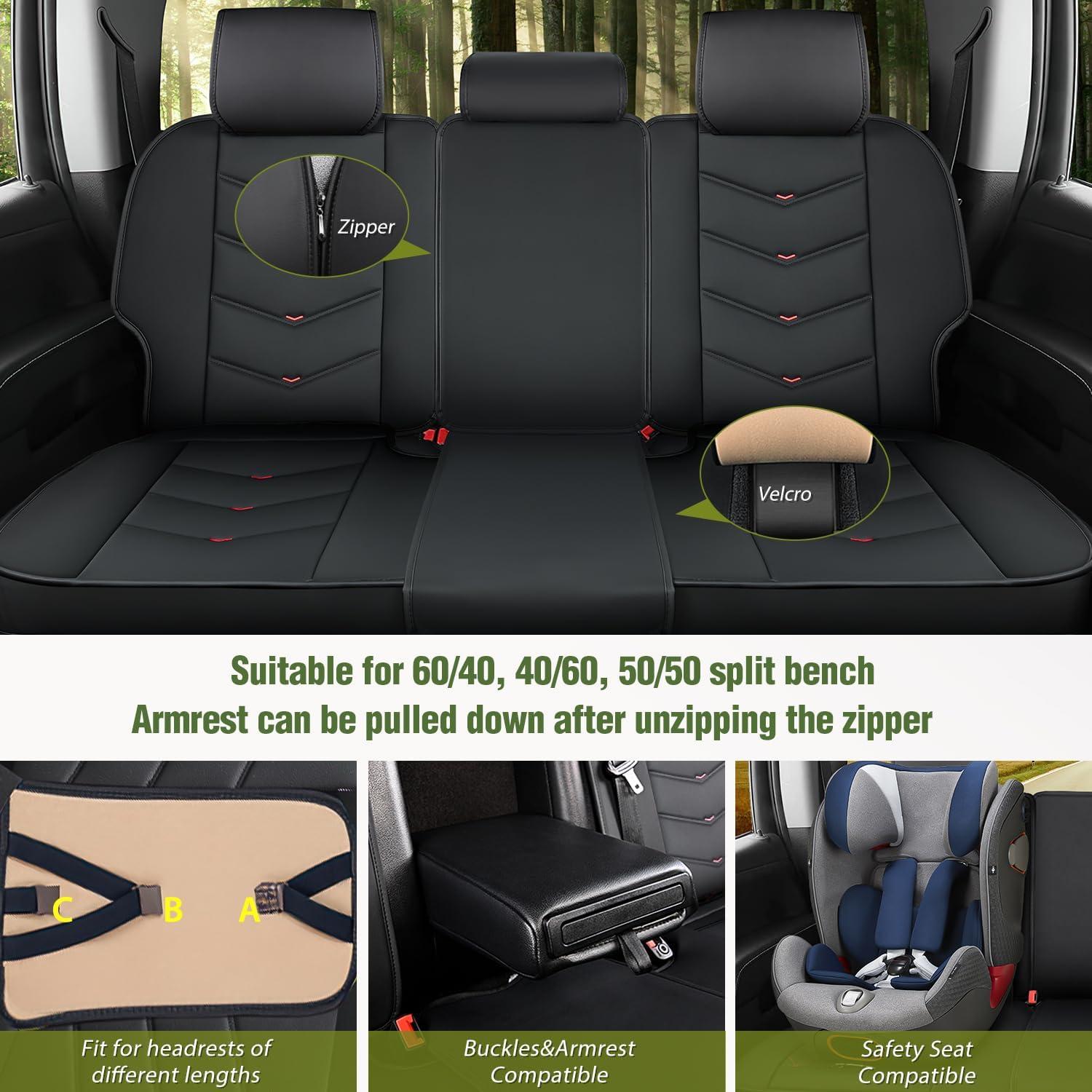 imageNilight Car Seat Covers Custom Fit 20052024 Toyota Tacoma Double Extended Crew Cab Waterproof Leather Cushion Full Set with Split Bench 4060 for SR5 TRD Sport LimitedFull Sets 5 Seat